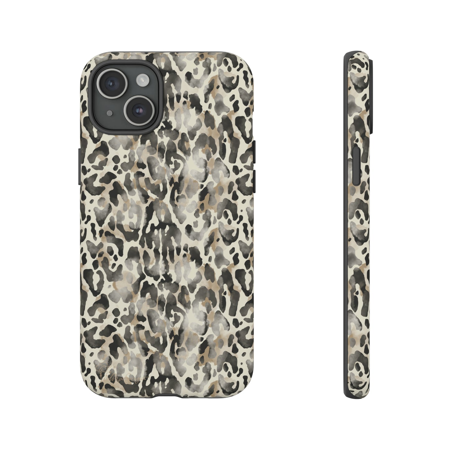 Elevate Your Tech: Abstract Neutral Animal Print iPhone Tough Protective Cover. Leopard-Painted Design in Beige and Black. Compatible with iPhone 15, 14, 13, XS, XR Pro/Max/Mini/P/Plus. Combine Style with Durability. #ElizaSinger #PhoneCase #LeopardPrint