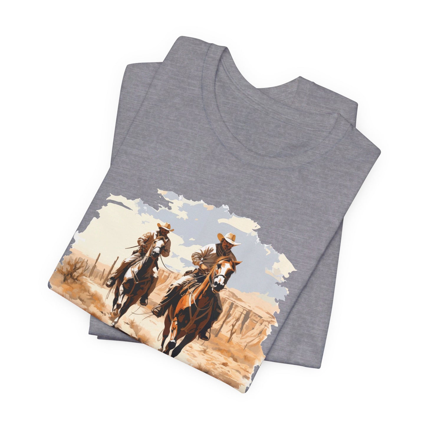 Desert Riders: Bella Canvas T-shirt with Cowboys in Soft Colors