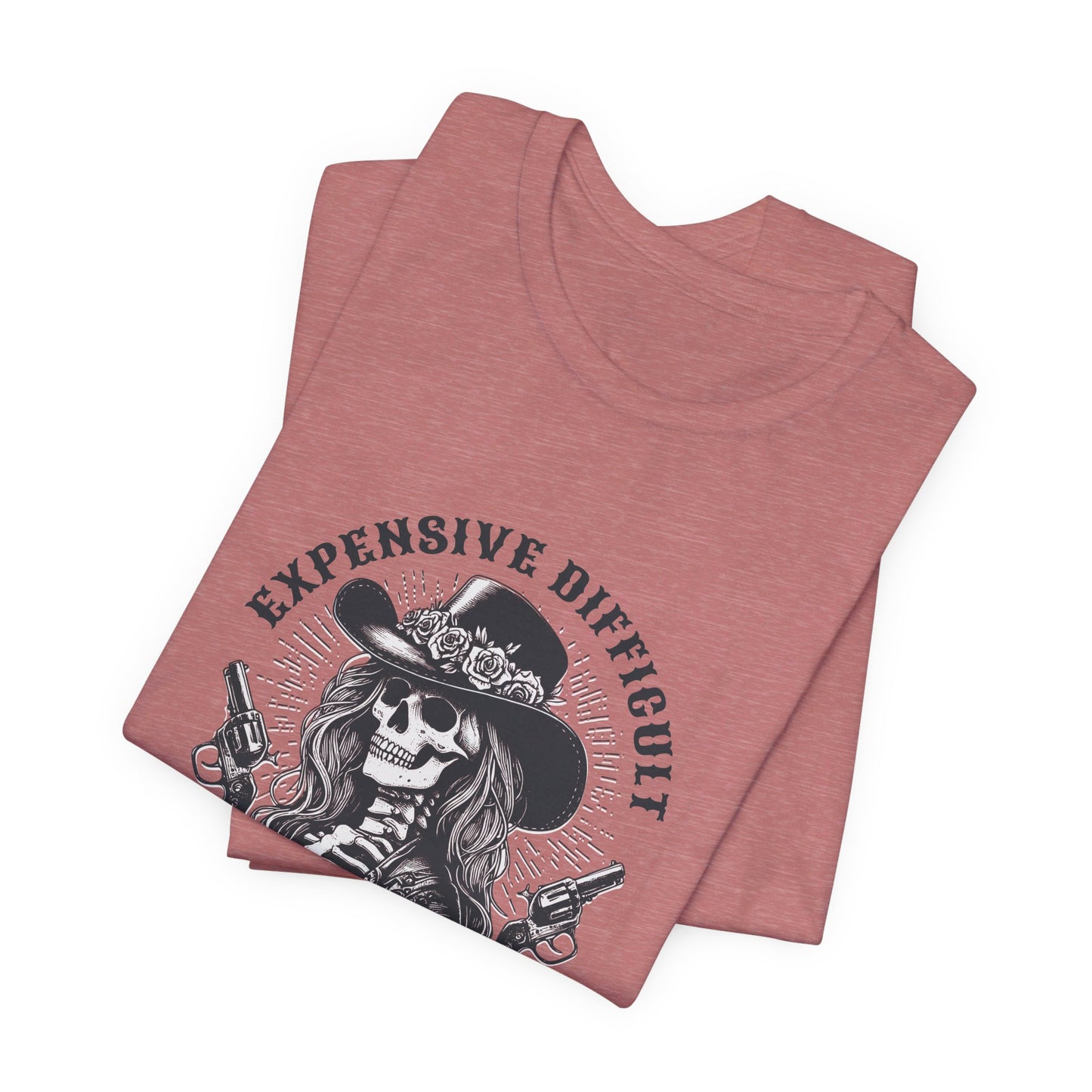 Spooky Rebel: Bella Canvas T-shirt with Skeleton Cowgirl