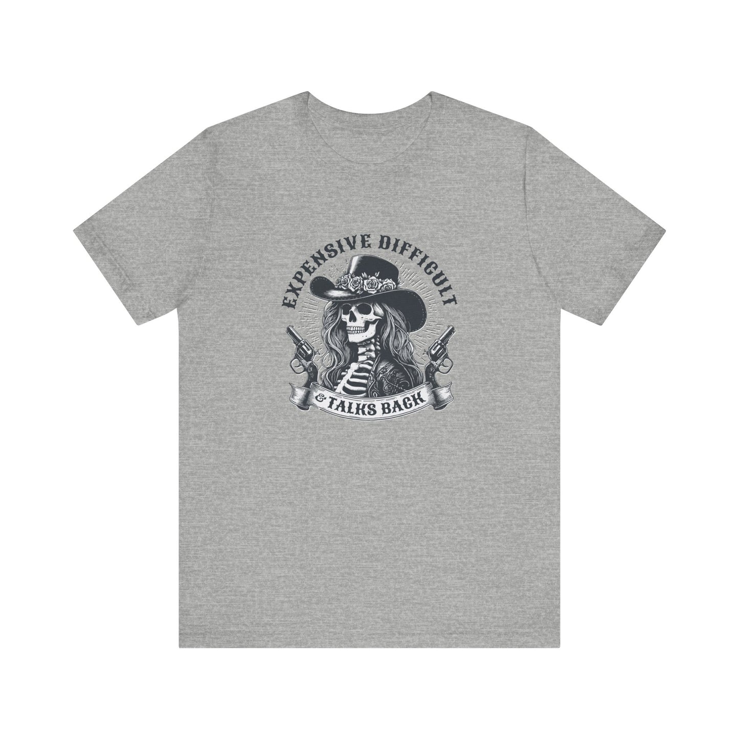 Spooky Rebel: Bella Canvas T-shirt with Skeleton Cowgirl