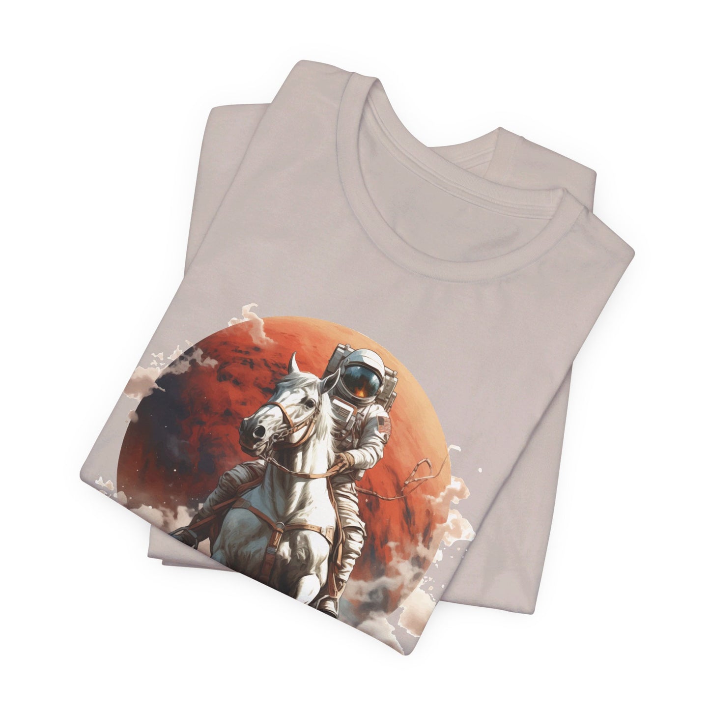 Cosmic Cowboy: Bella Canvas T-shirt with Astronaut and Horse