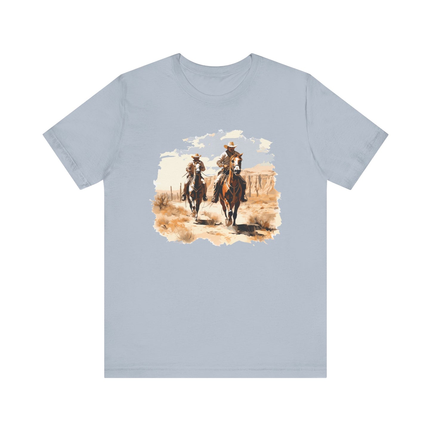 Desert Riders: Bella Canvas T-shirt with Cowboys in Soft Colors