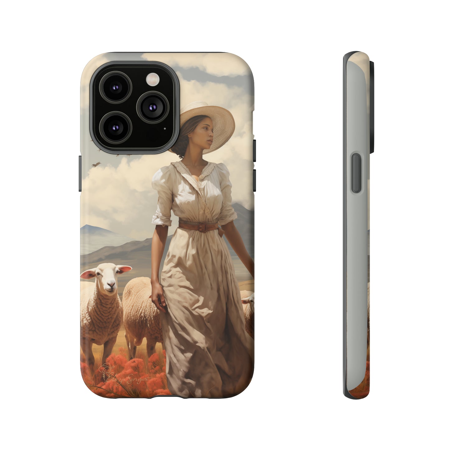 Misty Prairie Wanderer: Elevate your Tough Western Cell Phone Case with a captivating twist. This edition offers a misty take on the vintage painted design, providing a unique and enchanting touch. Experience the allure of the unknown. #ElizaSinger #PhoneCase #VintageDesign