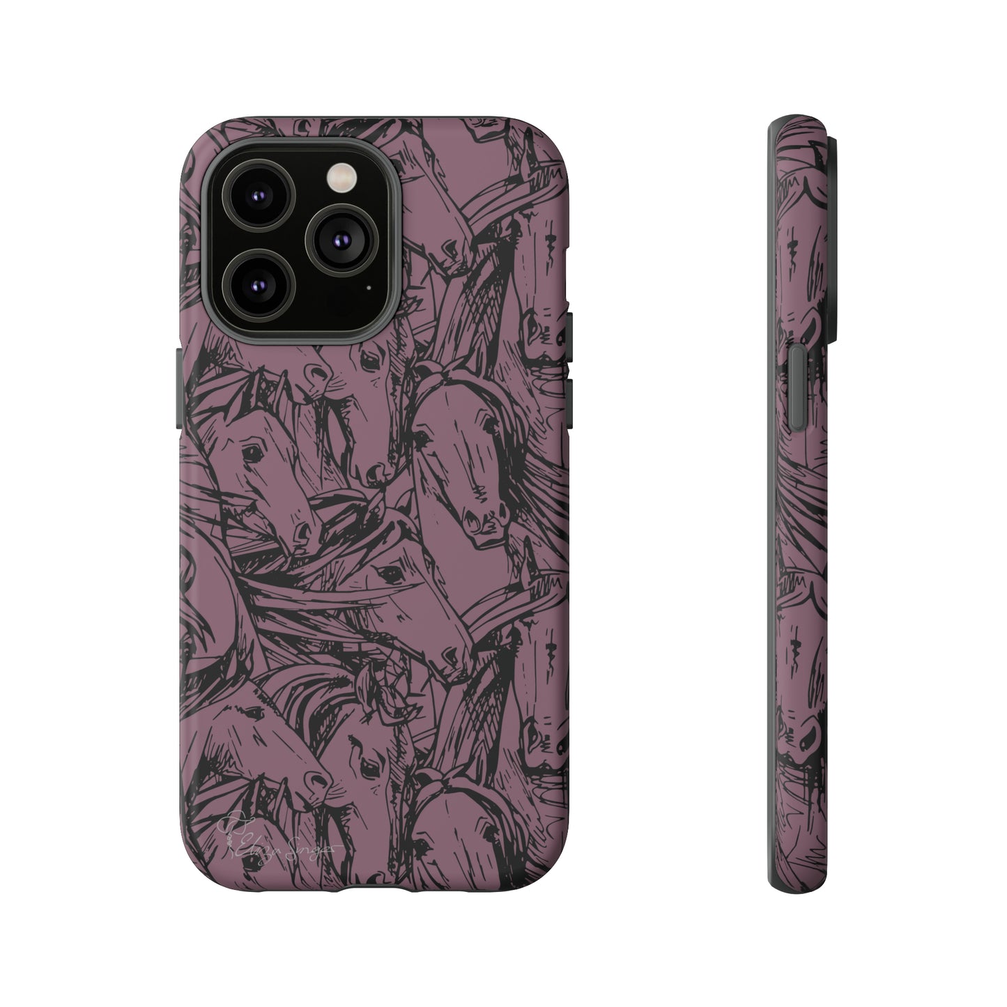 Gallop in Style: Horse Art Western Design iPhone Tough Protective Cover. Featuring a Scribble Horse Drawing, this equestrian-themed case is compatible with iPhone 15, 14, 13, XS, XR Pro/Max/Mini/P/Plus. Unleash the Rider in You with Style and Durability. #ElizaSinger #PhoneCase #EquestrianStyle
