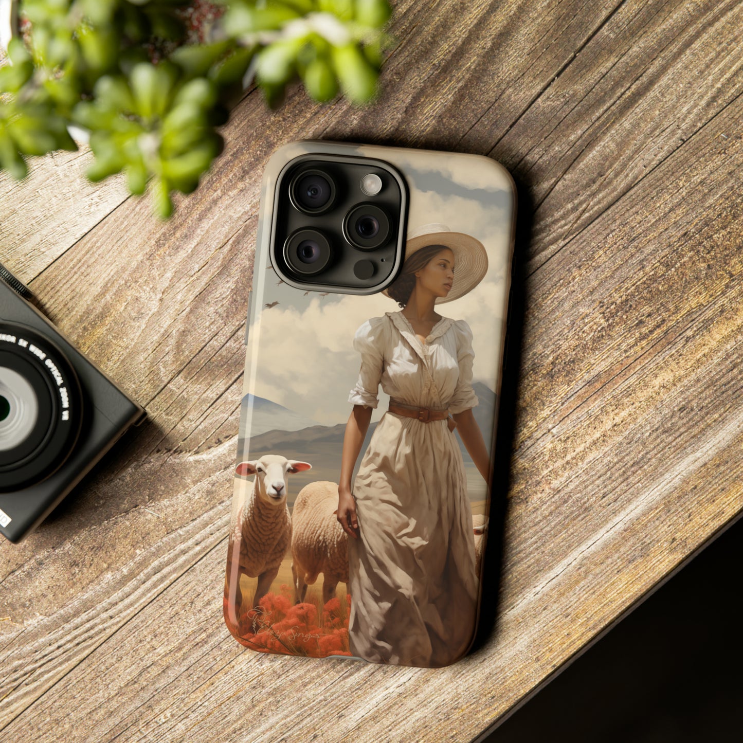 Misty Prairie Wanderer: Elevate your Tough Western Cell Phone Case with a captivating twist. This edition offers a misty take on the vintage painted design, providing a unique and enchanting touch. Experience the allure of the unknown. #ElizaSinger #PhoneCase #VintageDesign