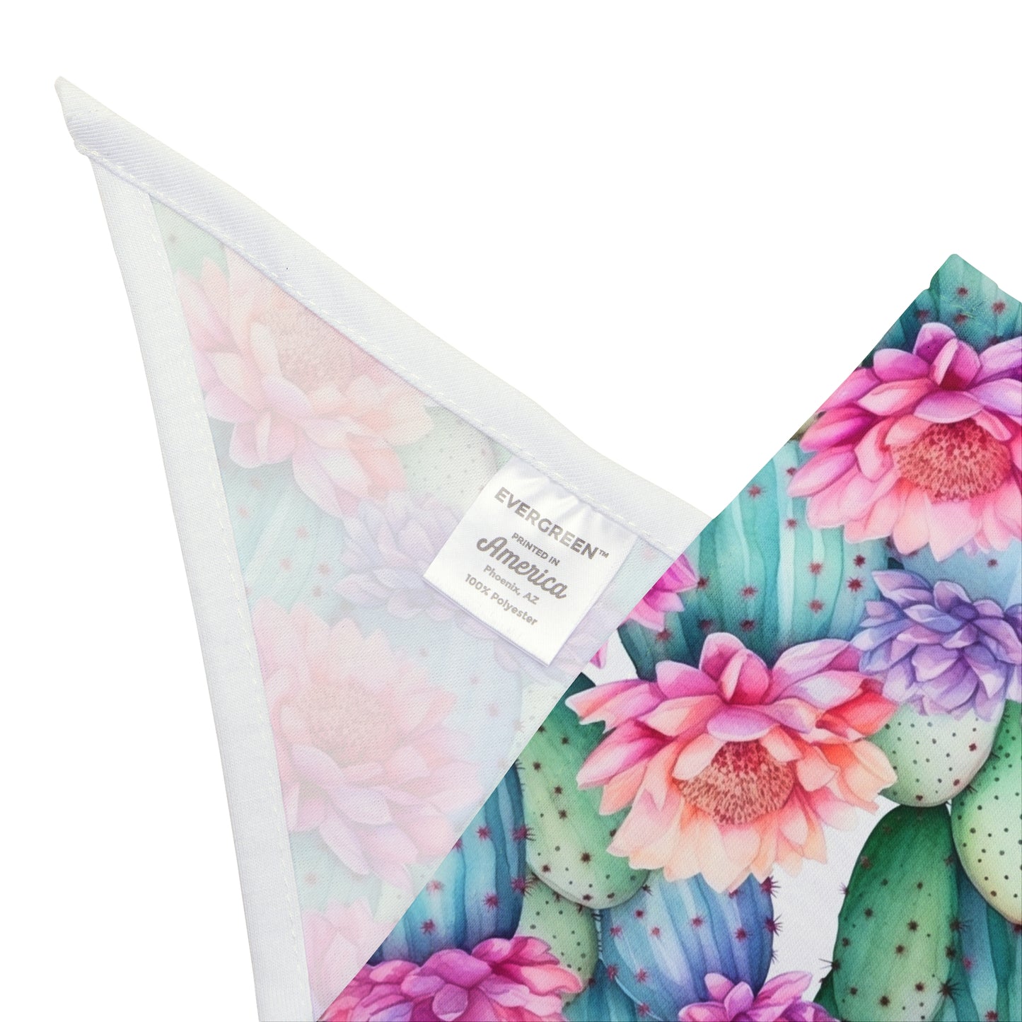Embrace the spirit of the desert with our Desert Bloom Dog Bandana/Wild Rag. Cacti in bloom with pink flowers create a lively and southwestern-inspired look. Crafted from soft-spun polyester, this wild rag ensures comfort and style during every adventure. Make a statement on sunny days with this exclusive design, available only at Eliza Singer.