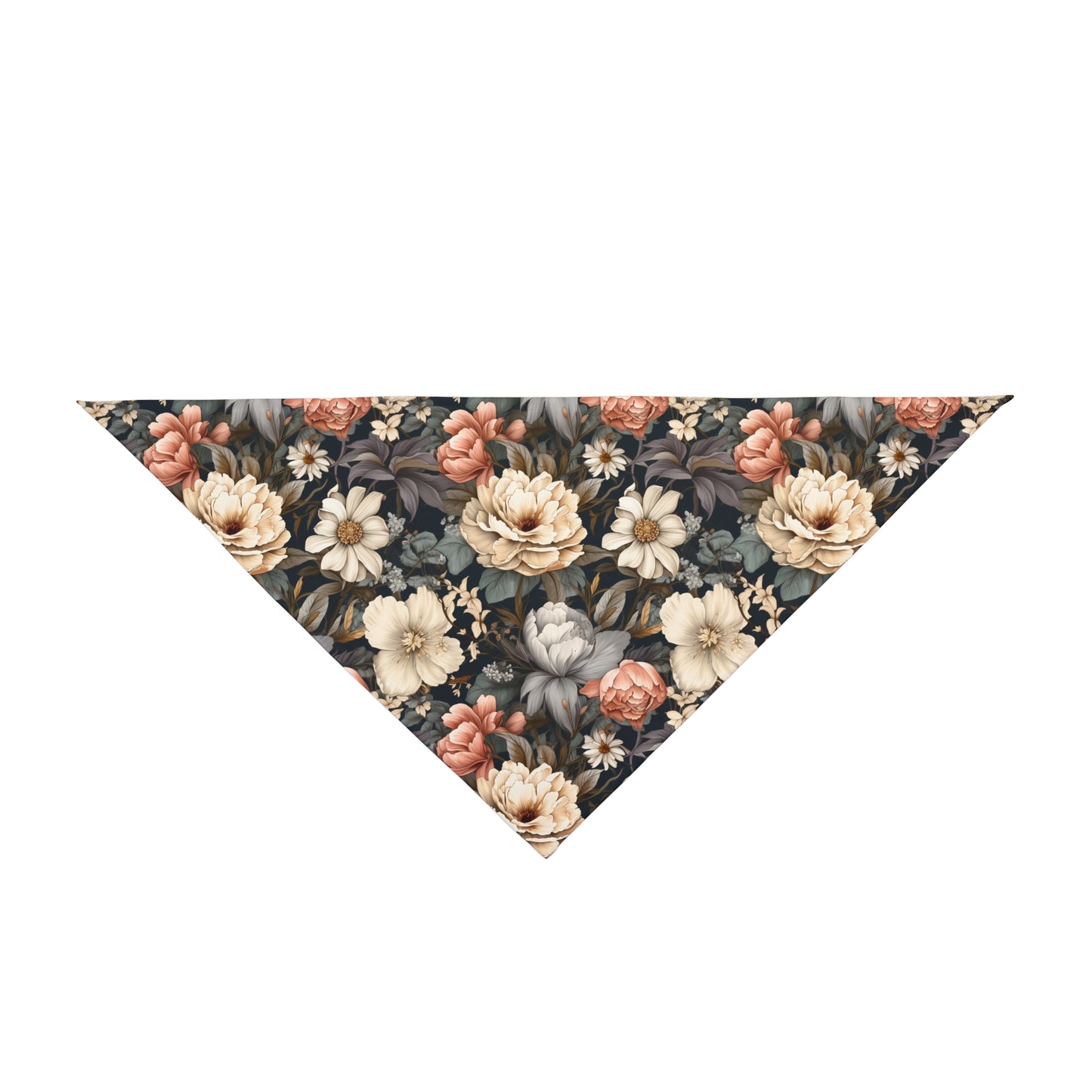 Transport your dog to a vintage English garden with our Dutch Garden Dog Bandana/Wild Rag. The vintage floral, Dutch style English garden flowers on a navy background create a timeless and elegant look. Crafted from soft-spun polyester, this wild rag ensures comfort and style. Exclusively at Eliza Singer.