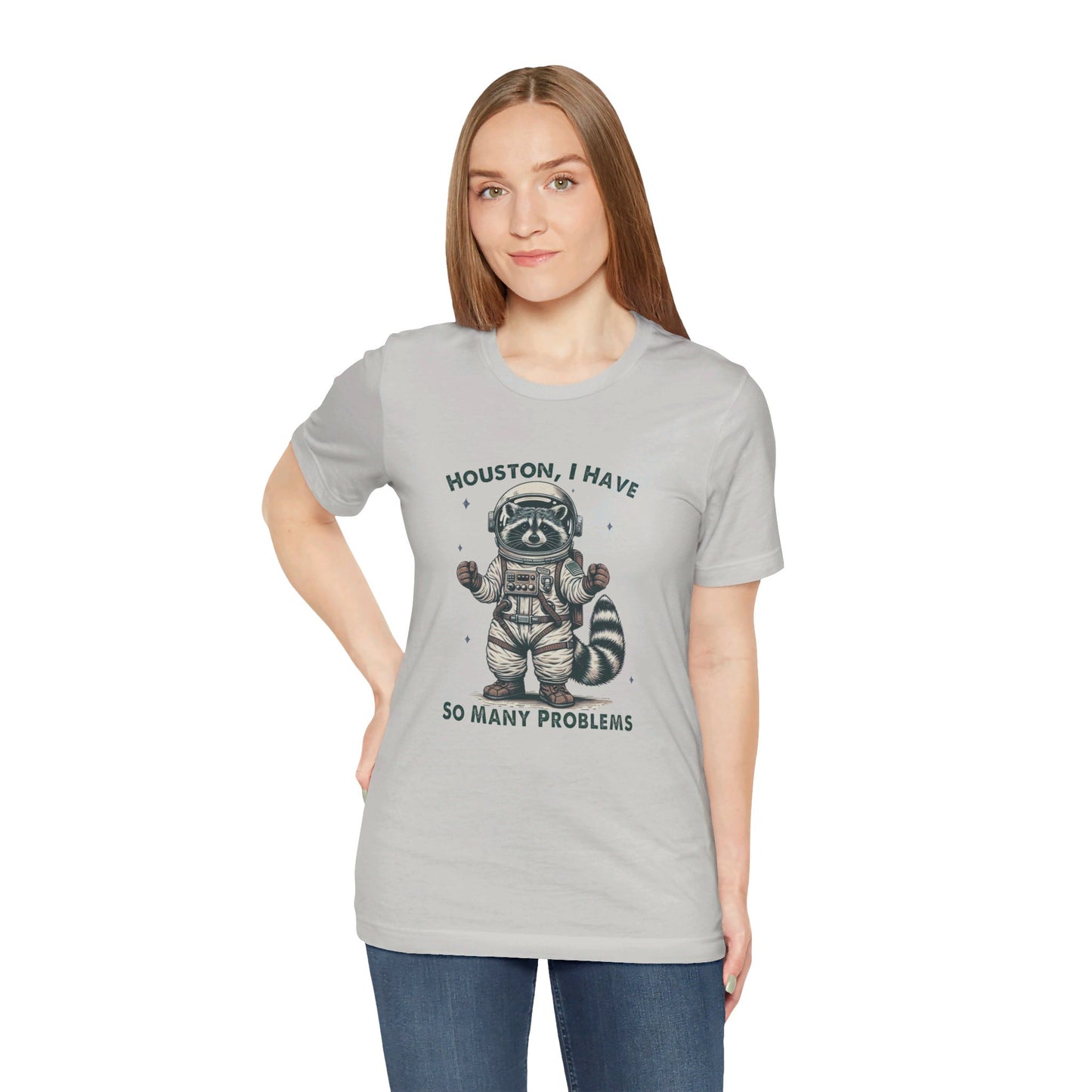 Houston Problems: Bella Canvas T-shirt with Raccoon Astronaut