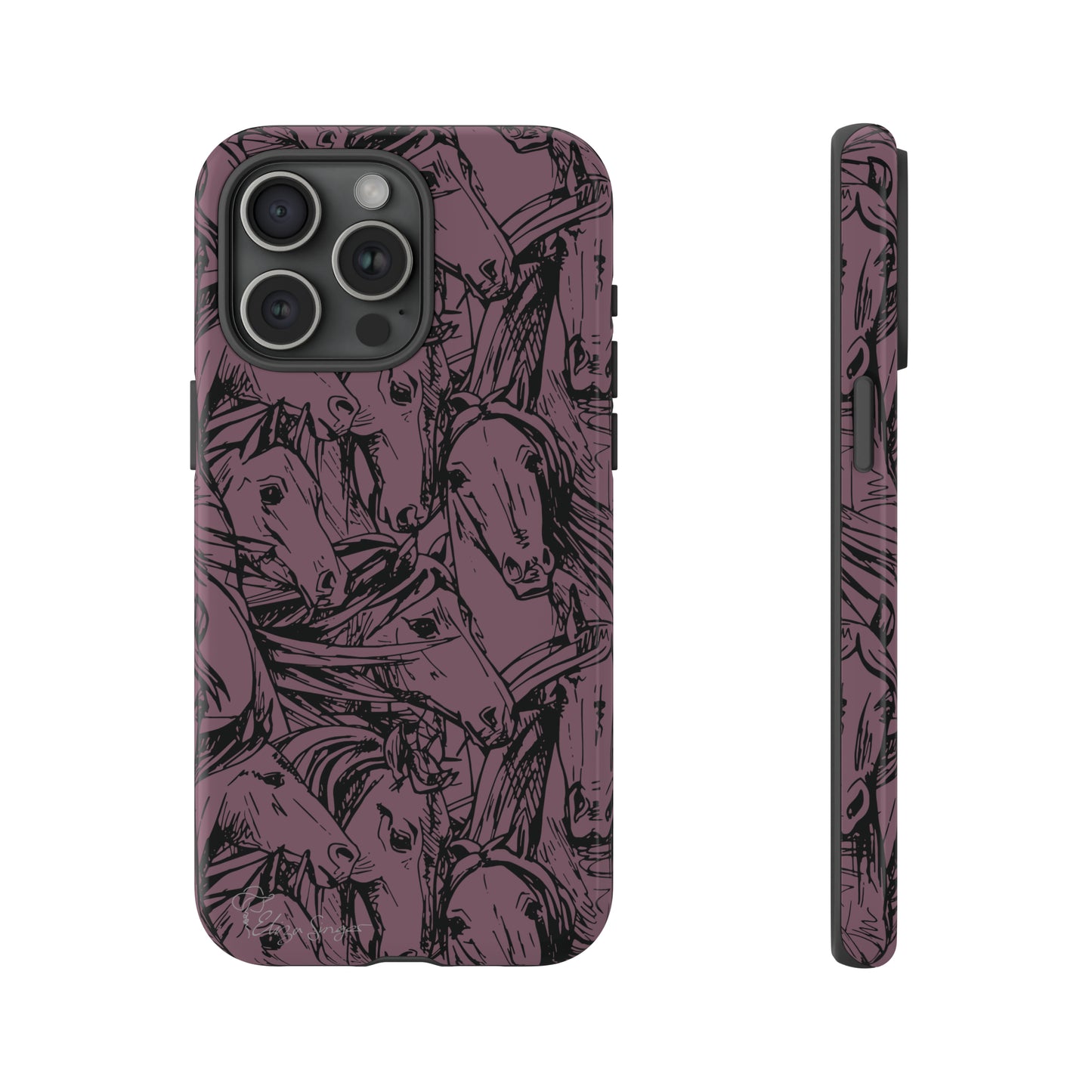 Gallop in Style: Horse Art Western Design iPhone Tough Protective Cover. Featuring a Scribble Horse Drawing, this equestrian-themed case is compatible with iPhone 15, 14, 13, XS, XR Pro/Max/Mini/P/Plus. Unleash the Rider in You with Style and Durability. #ElizaSinger #PhoneCase #EquestrianStyle