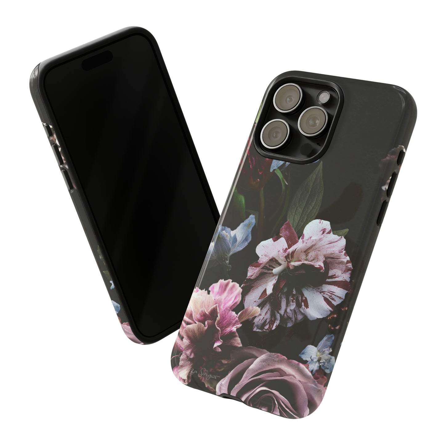 Dutch Floral Elegance: Botany Dutch Flowers Black iPhone Tough Protective Case. A stylish blend of Flowers in muted colors, compatible with iPhone 15, 14, 13, XS, XR Pro/Max/Mini/P/Plus. Unleash the beauty of muted tones with durability and style. #ElizaSinger #PhoneCase #FloralDesign