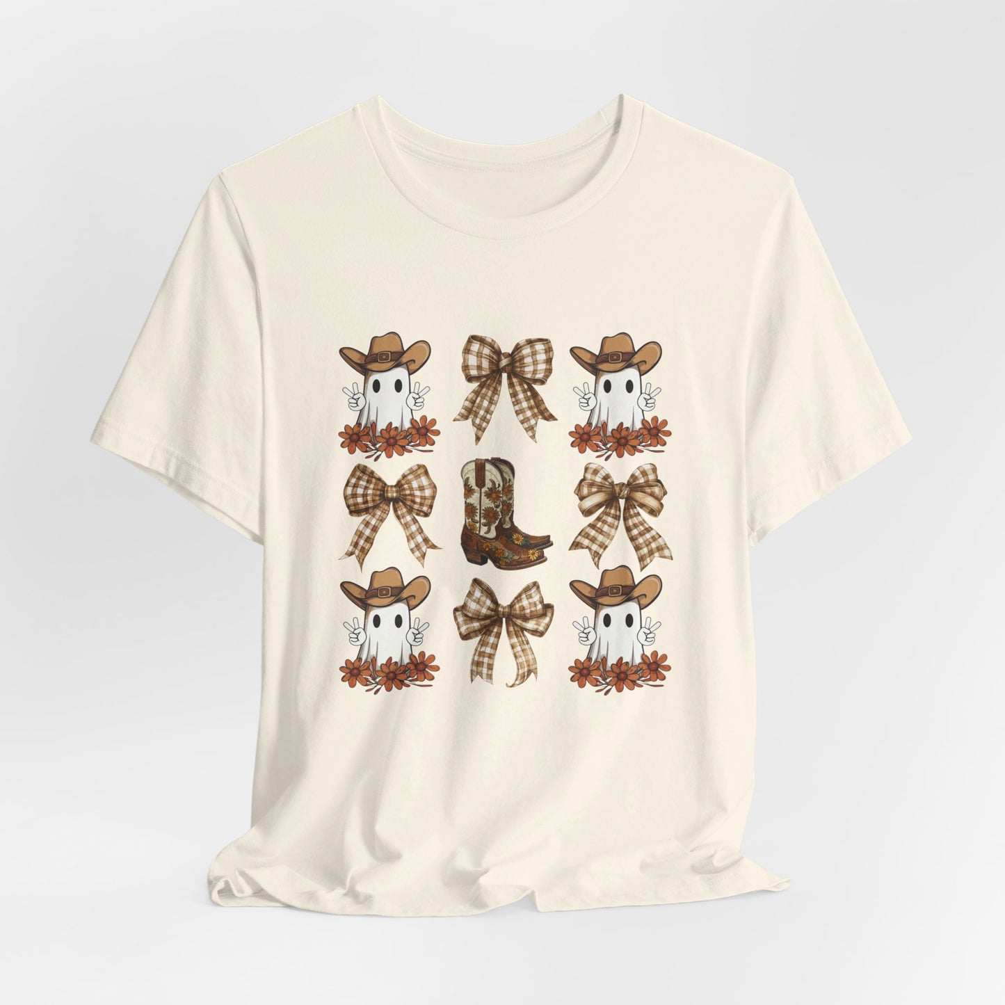 Ghostly Rodeo: Halloween Bella Canvas T-shirt with Western Ghosts
