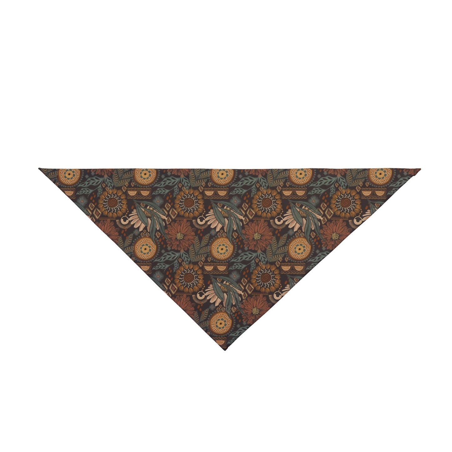 Immerse your pup in Bohemian Bliss with our exclusive dog bandana/wild rag. Earth-toned hues, hand-illustrated daisies, and tribal elements come together in perfect harmony. This boho-inspired accessory not only adds style but is also a testament to craftsmanship. Available exclusively at Eliza Singer, it's not just a bandana; it's an expression of individuality, comfort, and the free-spirited nature of your cherished companion.