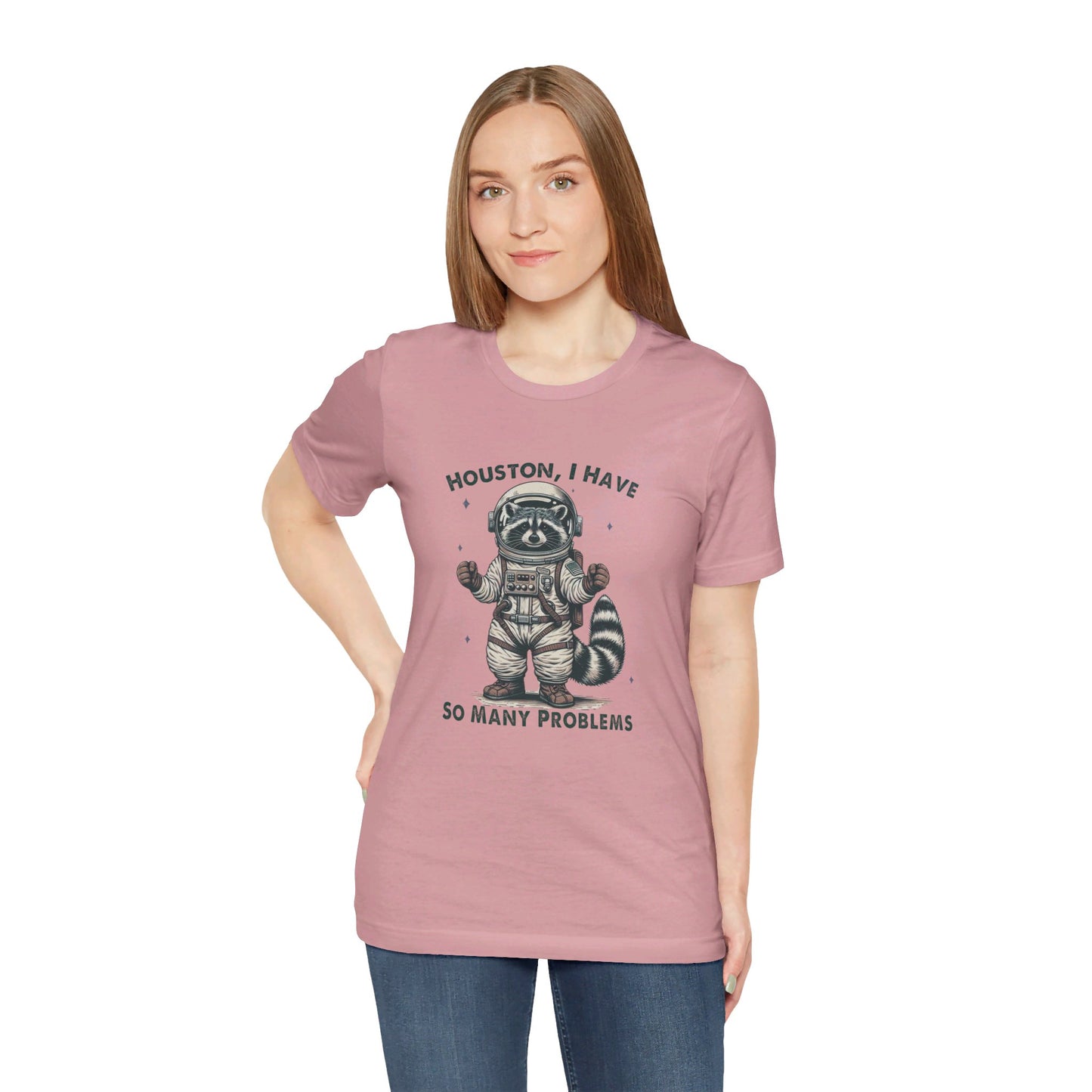 Houston Problems: Bella Canvas T-shirt with Raccoon Astronaut