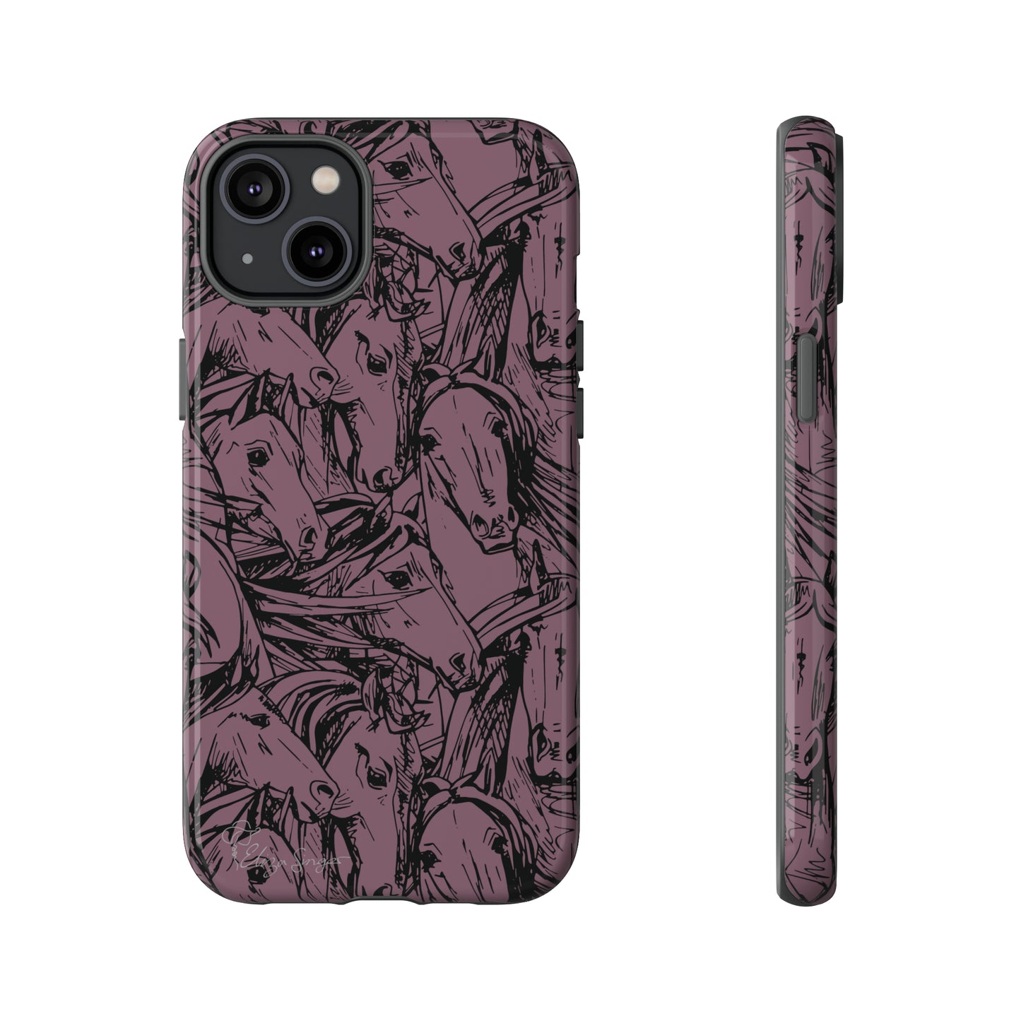 Gallop in Style: Horse Art Western Design iPhone Tough Protective Cover. Featuring a Scribble Horse Drawing, this equestrian-themed case is compatible with iPhone 15, 14, 13, XS, XR Pro/Max/Mini/P/Plus. Unleash the Rider in You with Style and Durability. #ElizaSinger #PhoneCase #EquestrianStyle