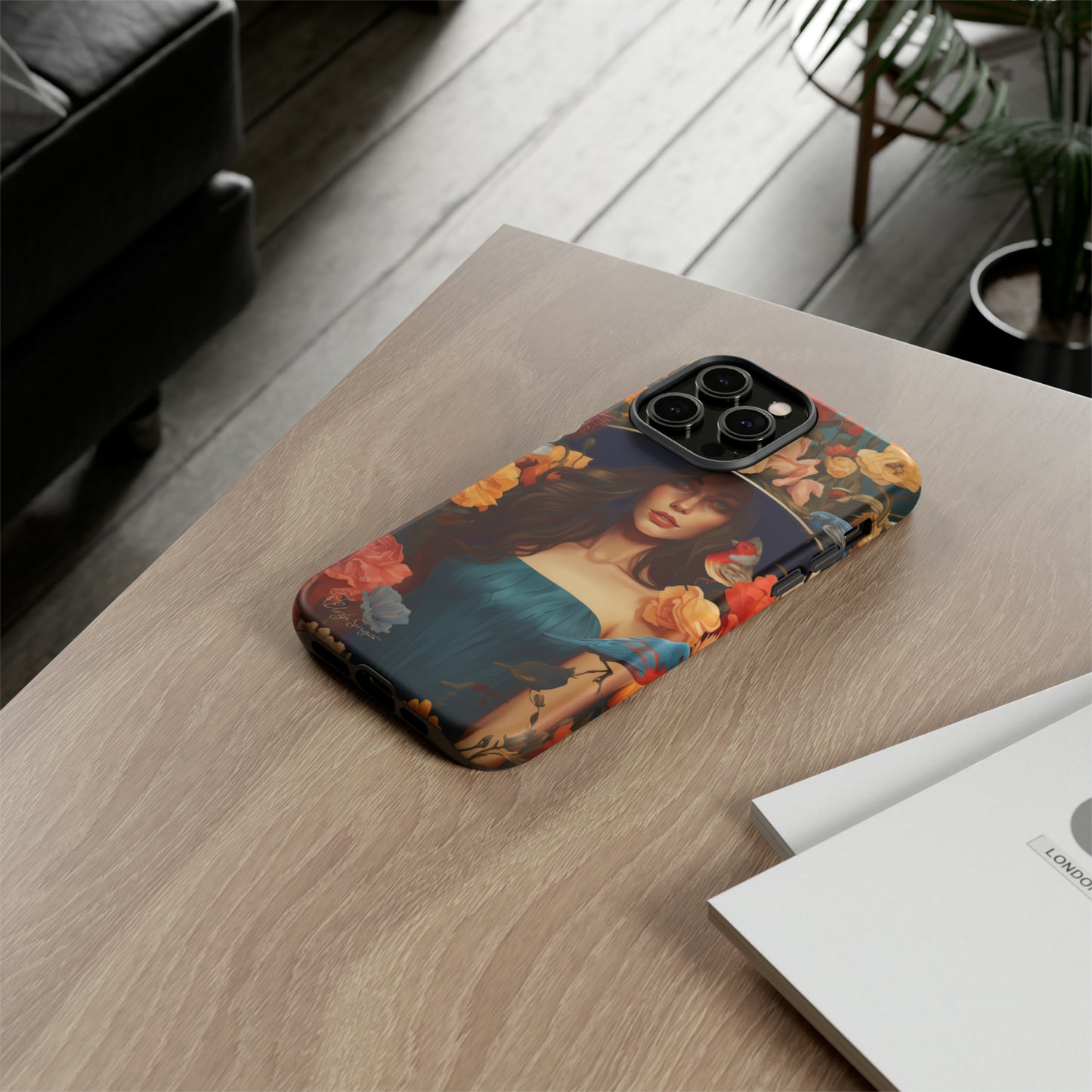 Dark Elegance Unveiled: Explore our Tough Cell Phone Case with a captivating dark background and a woman adorned with a hat amid blooming flowers. This edition seamlessly blends sophistication with robust protection, showcasing the allure of dark elegance. Elevate your style and shield your device. #ElizaSinger #PhoneCase #ElegantProtection