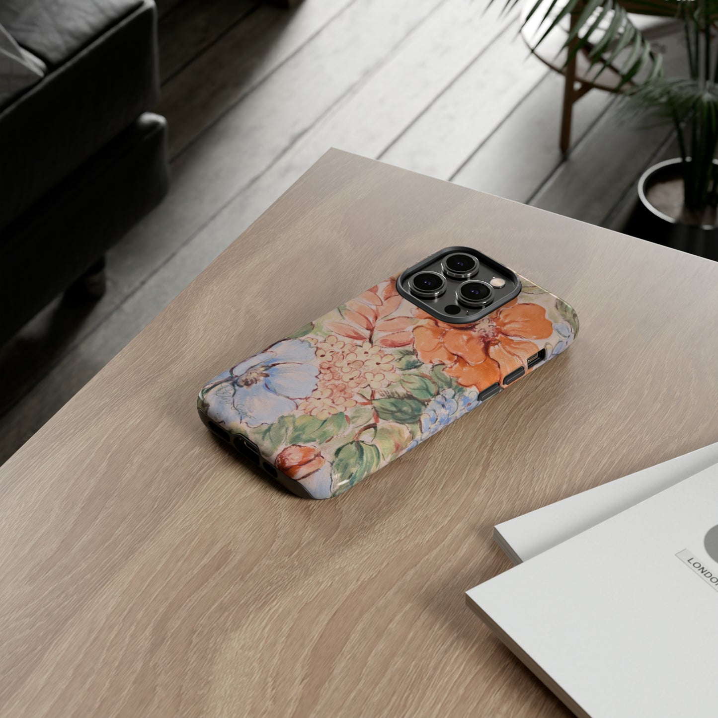 Pastel Petals: Botany Pastel Flowers iPhone Tough Protective Cover. A gentle blend of Flowers in muted pastel colors, compatible with iPhone 15, 14, 13, XS, XR Pro/Max/Mini/P/Plus. Unleash Nature's Tranquility with Durability and Style. #ElizaSinger #PhoneCase #FloralDesign