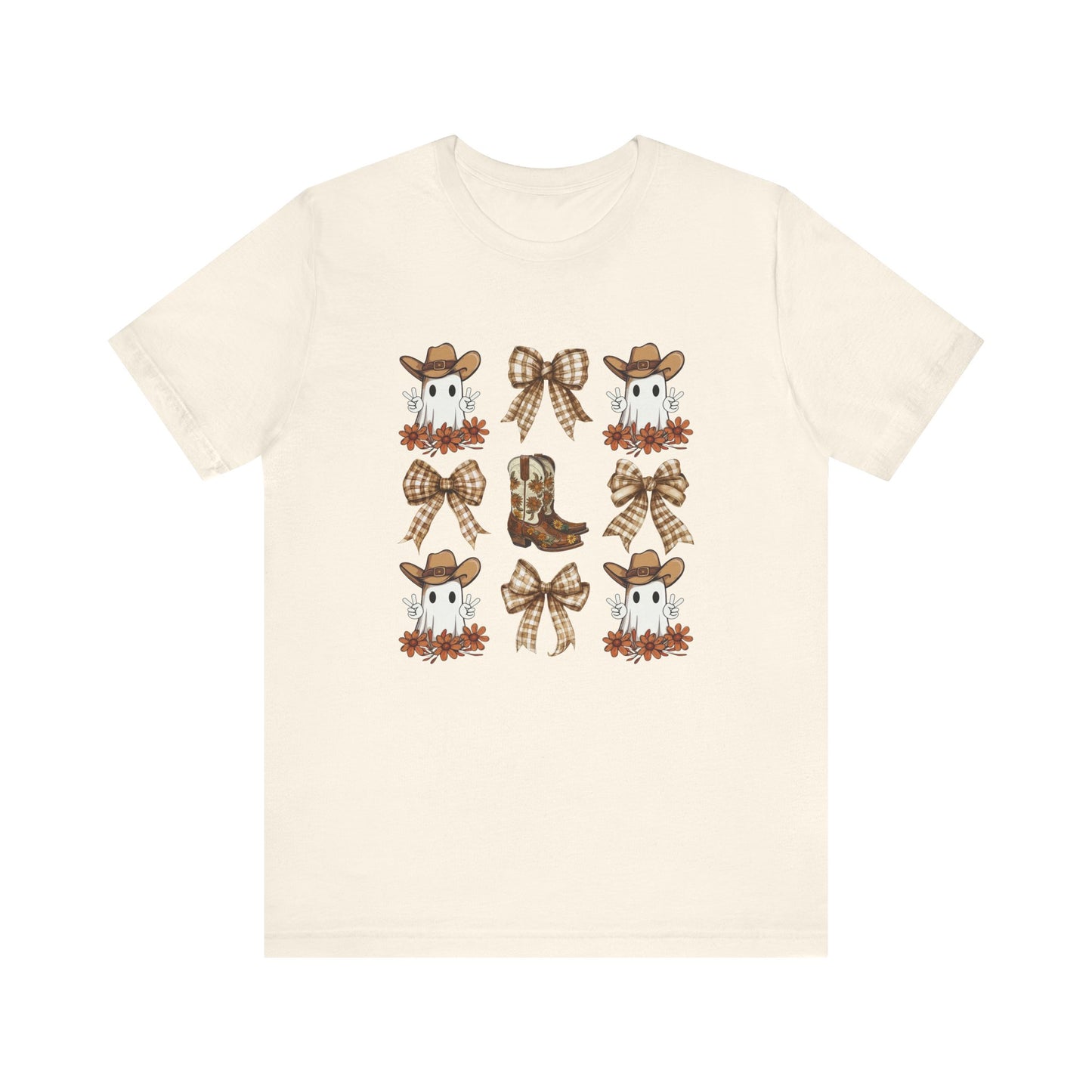 Ghostly Rodeo: Halloween Bella Canvas T-shirt with Western Ghosts