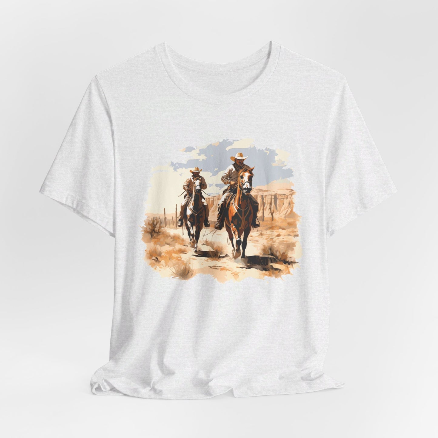 Desert Riders: Bella Canvas T-shirt with Cowboys in Soft Colors