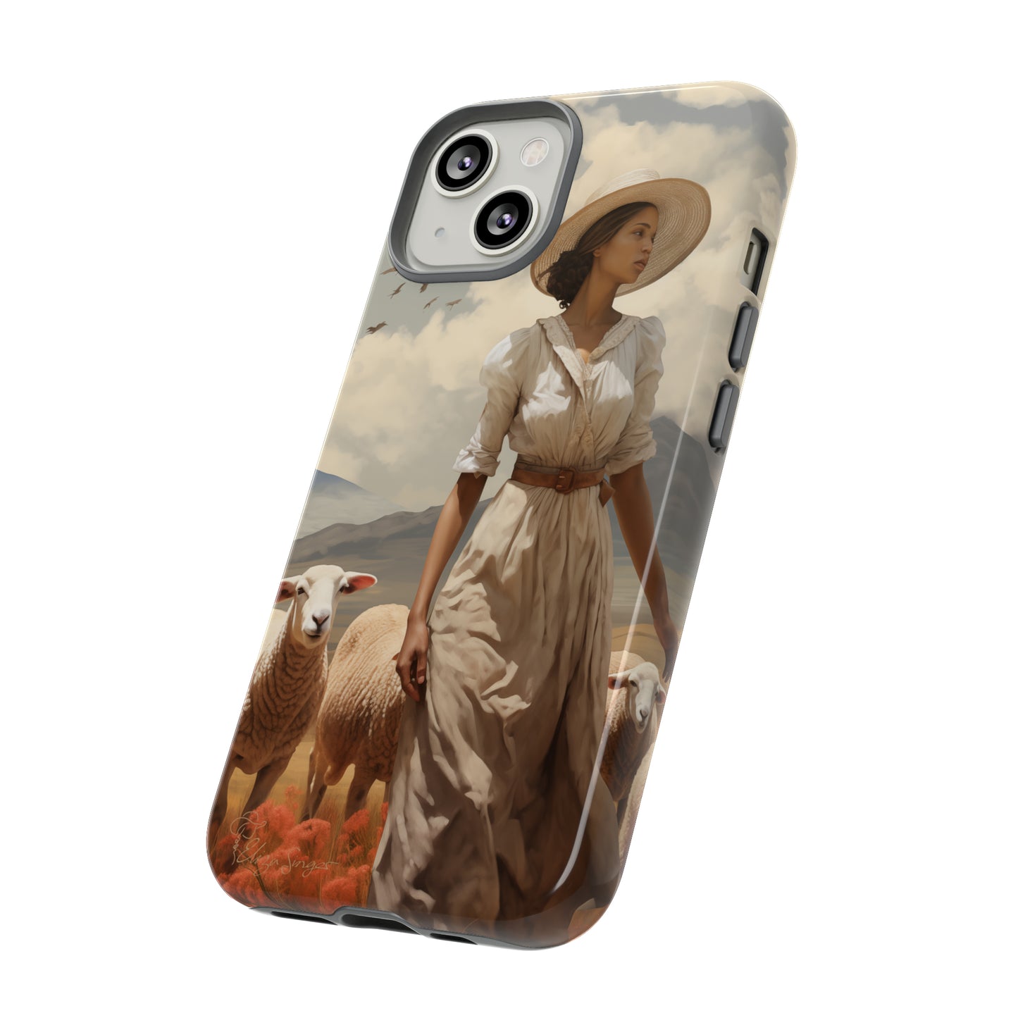 Misty Prairie Wanderer: Elevate your Tough Western Cell Phone Case with a captivating twist. This edition offers a misty take on the vintage painted design, providing a unique and enchanting touch. Experience the allure of the unknown. #ElizaSinger #PhoneCase #VintageDesign