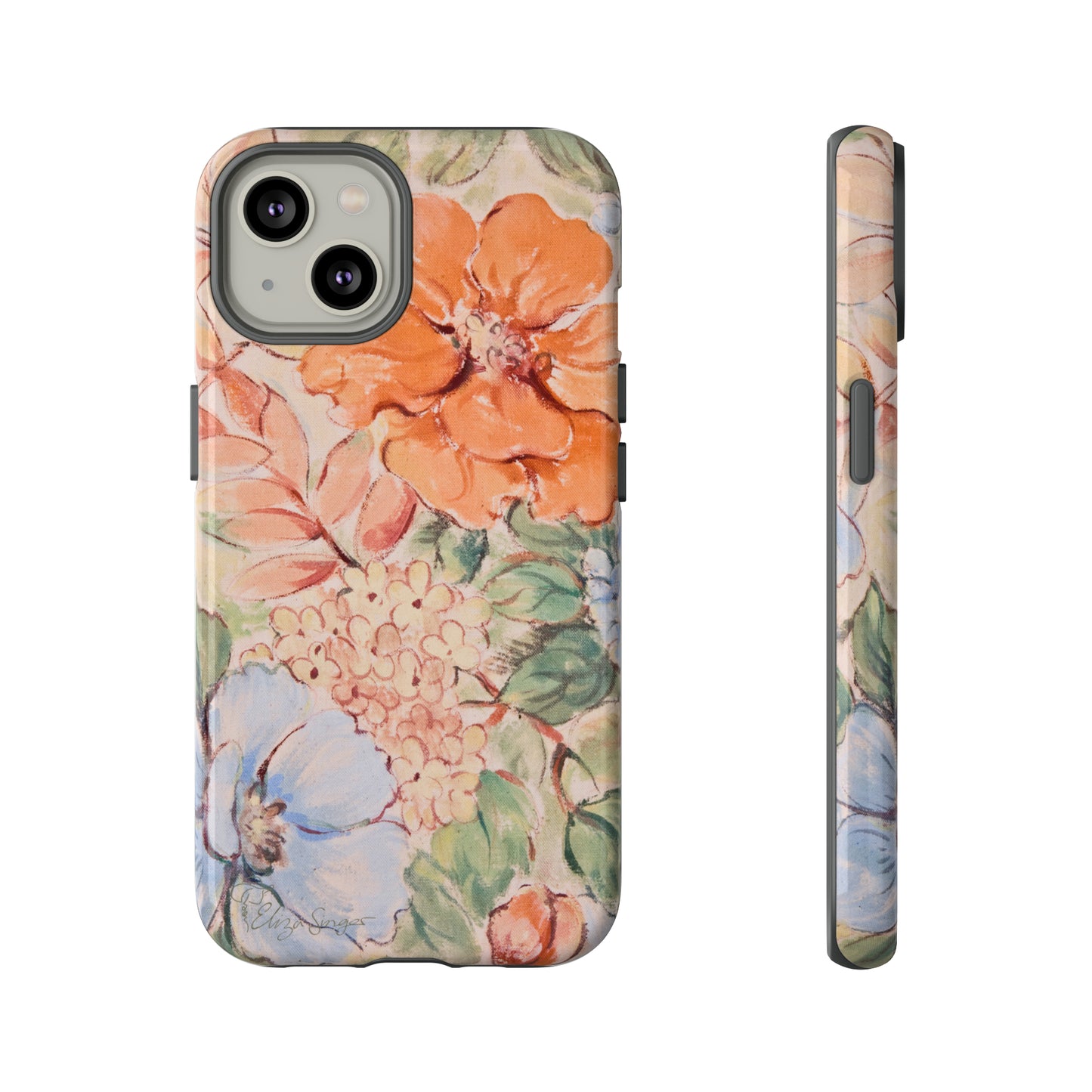 Pastel Petals: Botany Pastel Flowers iPhone Tough Protective Cover. A gentle blend of Flowers in muted pastel colors, compatible with iPhone 15, 14, 13, XS, XR Pro/Max/Mini/P/Plus. Unleash Nature's Tranquility with Durability and Style. #ElizaSinger #PhoneCase #FloralDesign