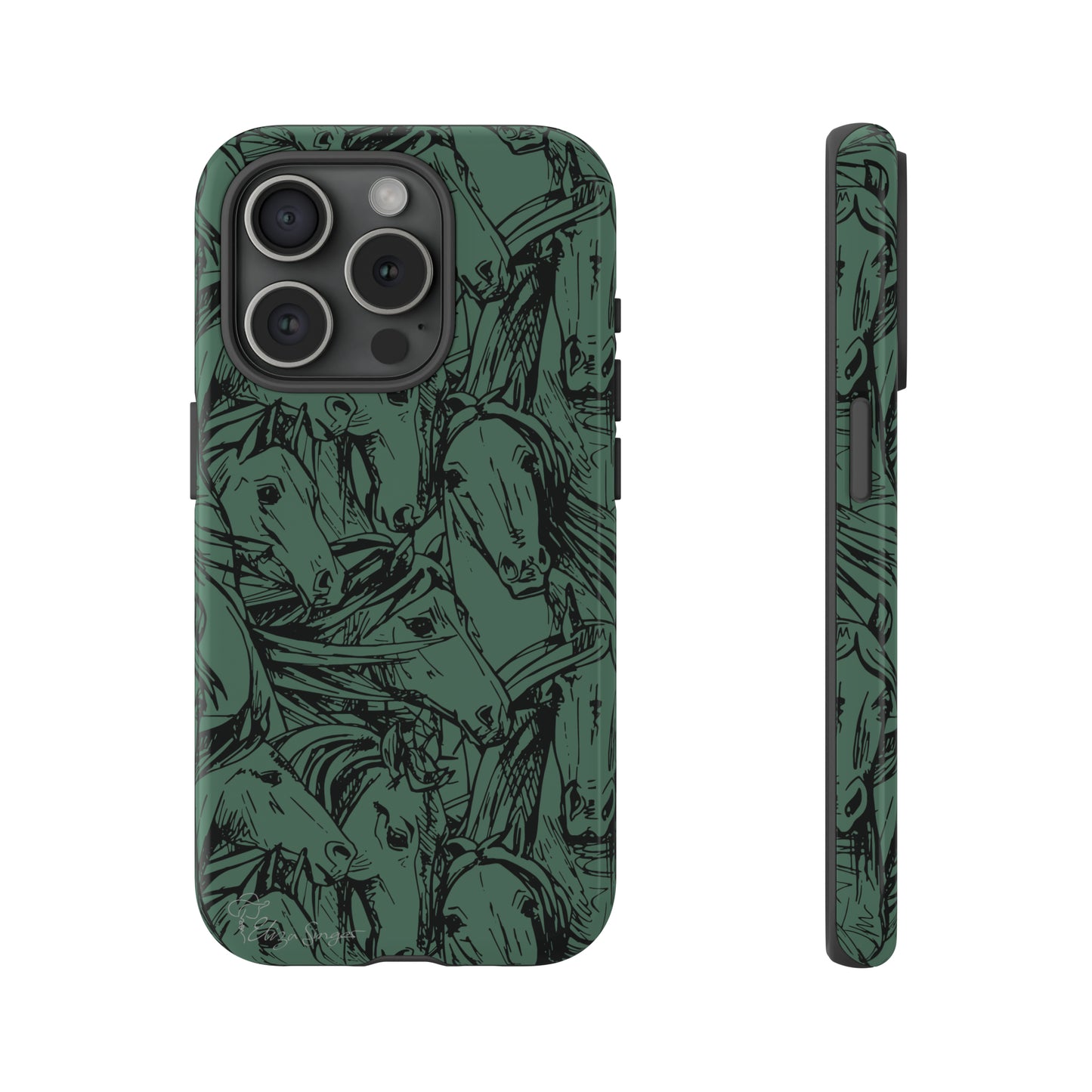 Gallop in Style: Horse Art Western Design iPhone Tough Protective Cover. Featuring a Scribble Horse Drawing, this makes the perfect equestrian gift. Compatible with iPhone 15, 14, 13, XS, XR Pro/Max/Mini/P/Plus. Unleash the Rider in You with Style and Durability. #ElizaSinger #PhoneCase #EquestrianGift