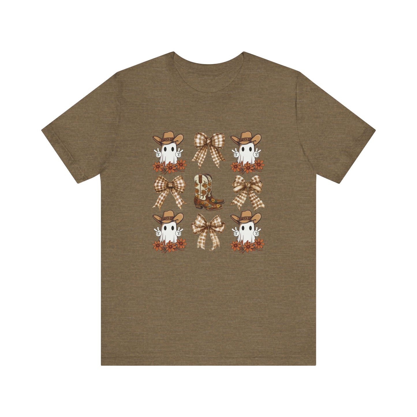 Ghostly Rodeo: Halloween Bella Canvas T-shirt with Western Ghosts