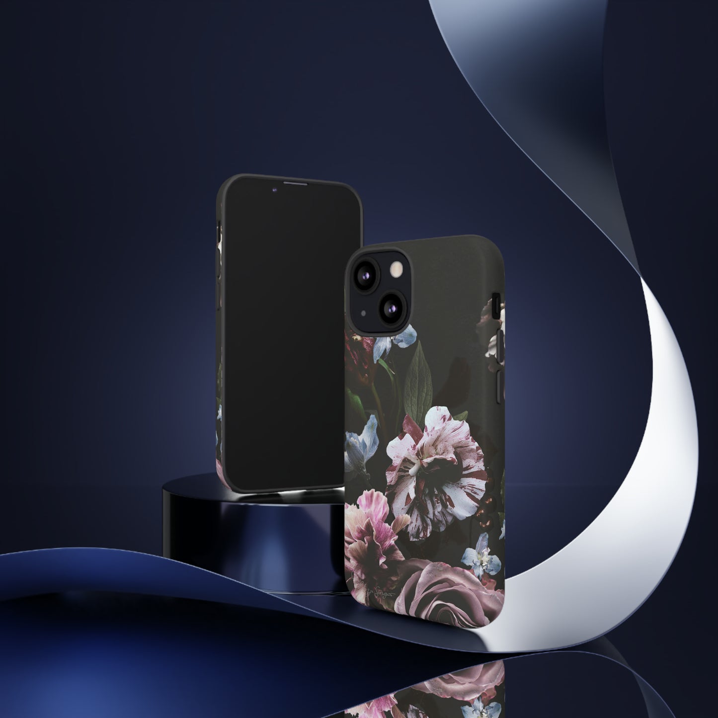 Dutch Floral Elegance: Botany Dutch Flowers Black iPhone Tough Protective Case. A stylish blend of Flowers in muted colors, compatible with iPhone 15, 14, 13, XS, XR Pro/Max/Mini/P/Plus. Unleash the beauty of muted tones with durability and style. #ElizaSinger #PhoneCase #FloralDesign