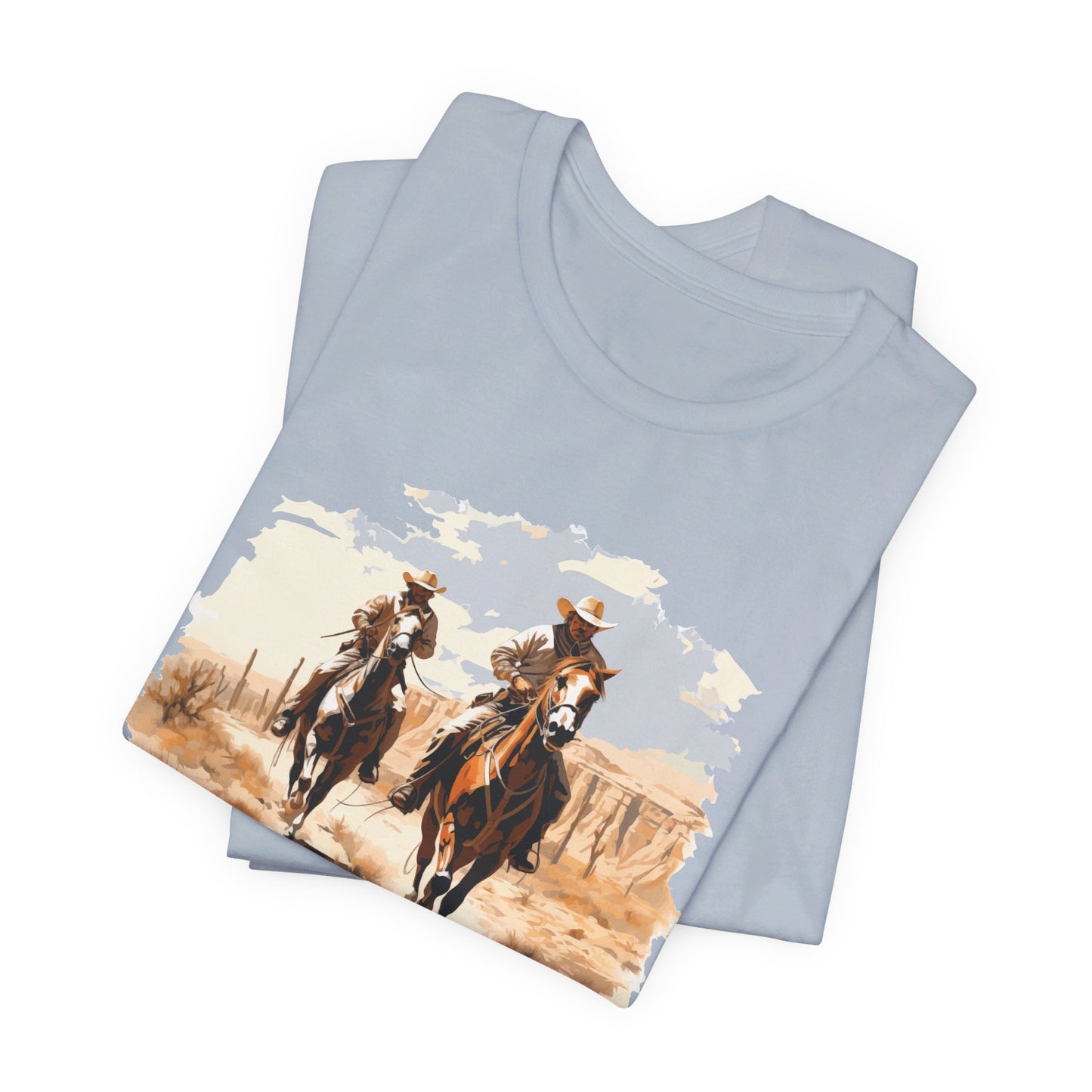 Desert Riders: Bella Canvas T-shirt with Cowboys in Soft Colors