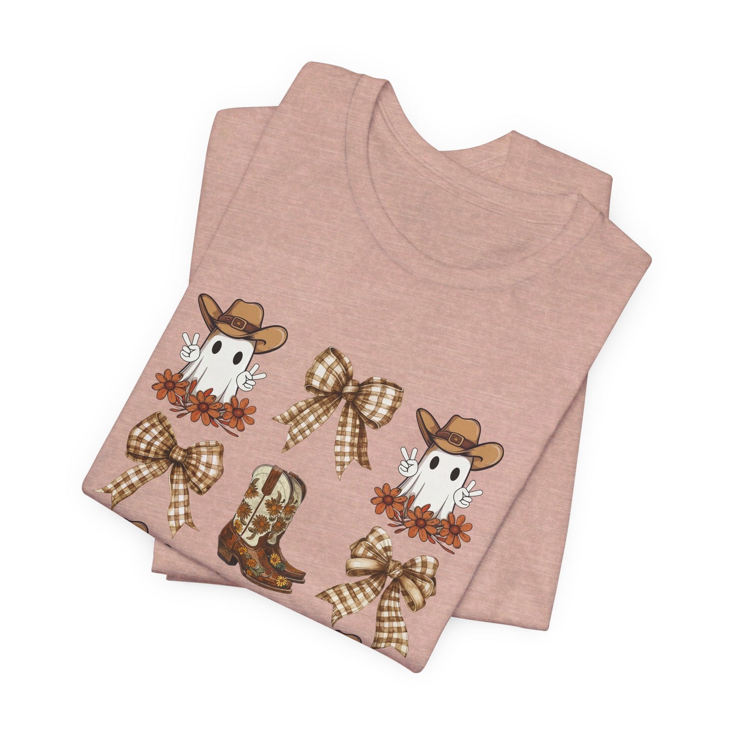 Ghostly Rodeo: Halloween Bella Canvas T-shirt with Western Ghosts