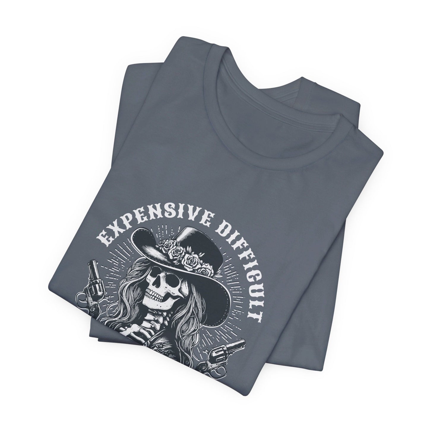 Spooky Rebel: Bella Canvas T-shirt with Skeleton Cowgirl