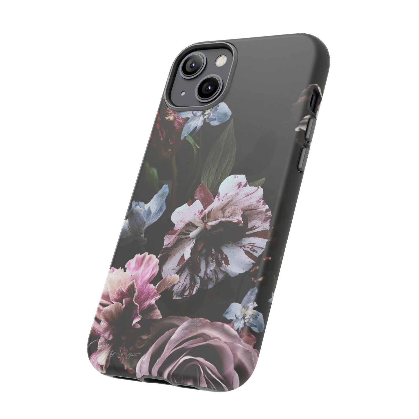Dutch Floral Elegance: Botany Dutch Flowers Black iPhone Tough Protective Case. A stylish blend of Flowers in muted colors, compatible with iPhone 15, 14, 13, XS, XR Pro/Max/Mini/P/Plus. Unleash the beauty of muted tones with durability and style. #ElizaSinger #PhoneCase #FloralDesign