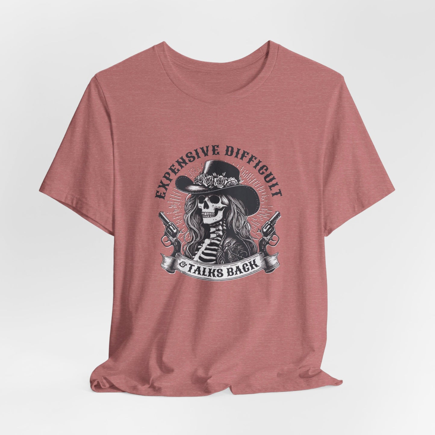Spooky Rebel: Bella Canvas T-shirt with Skeleton Cowgirl
