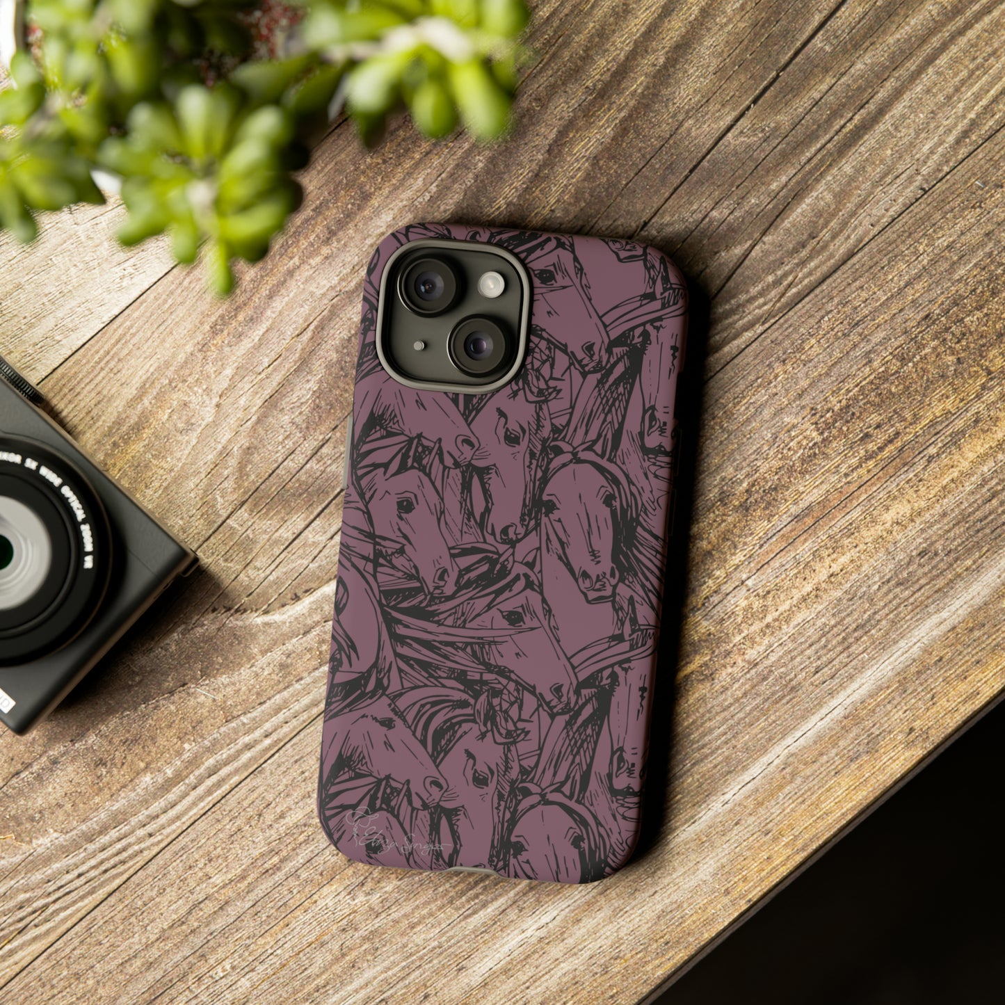 Gallop in Style: Horse Art Western Design iPhone Tough Protective Cover. Featuring a Scribble Horse Drawing, this equestrian-themed case is compatible with iPhone 15, 14, 13, XS, XR Pro/Max/Mini/P/Plus. Unleash the Rider in You with Style and Durability. #ElizaSinger #PhoneCase #EquestrianStyle