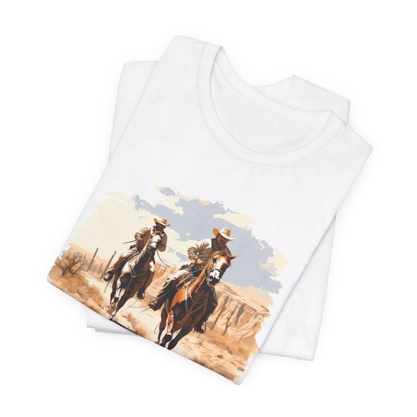 Desert Riders: Bella Canvas T-shirt with Cowboys in Soft Colors