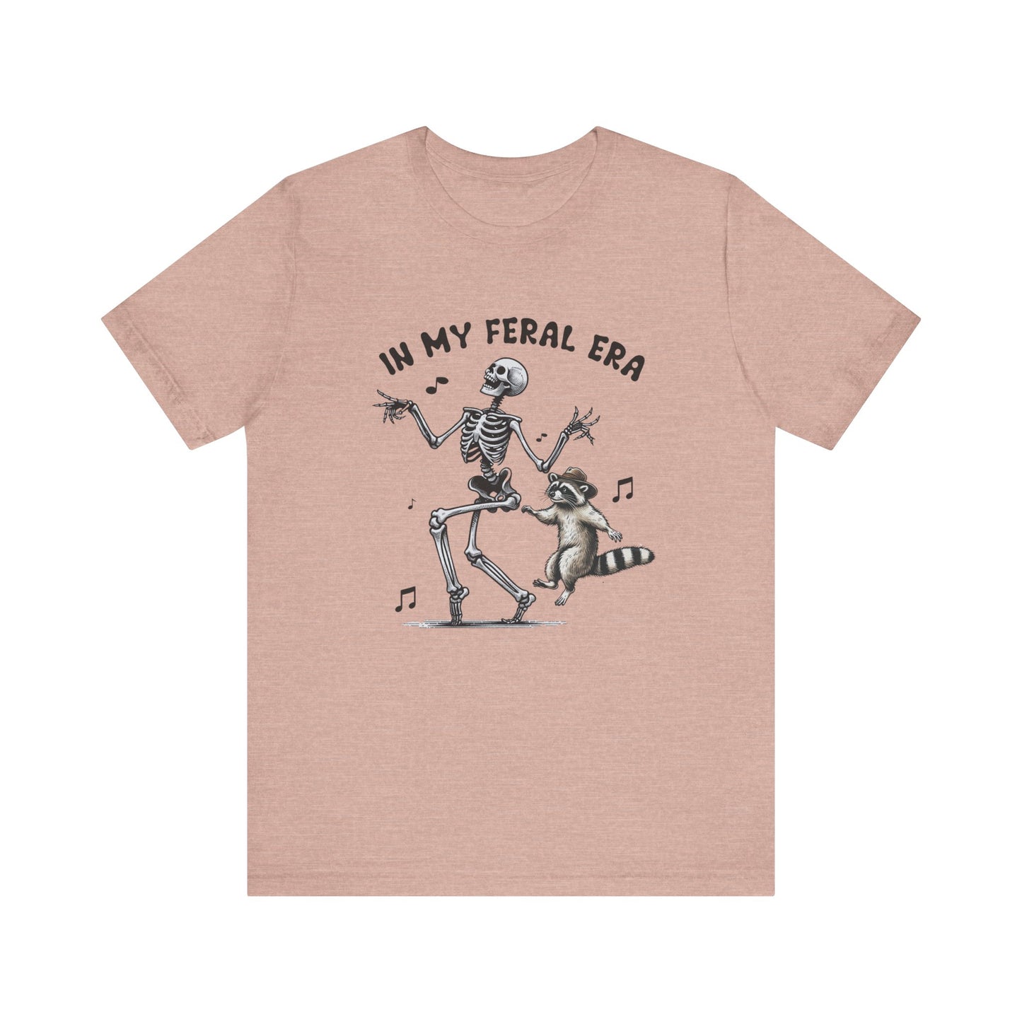 Feral Era: Halloween Bella Canvas T-shirt with Skeleton and Raccoon