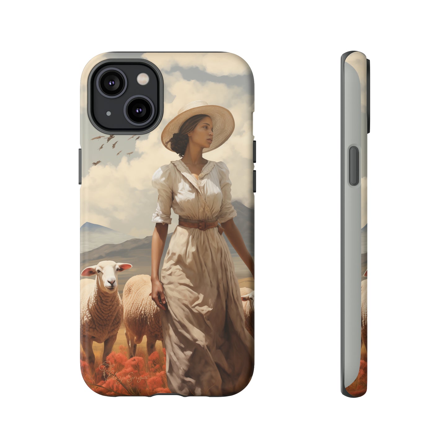 Misty Prairie Wanderer: Elevate your Tough Western Cell Phone Case with a captivating twist. This edition offers a misty take on the vintage painted design, providing a unique and enchanting touch. Experience the allure of the unknown. #ElizaSinger #PhoneCase #VintageDesign