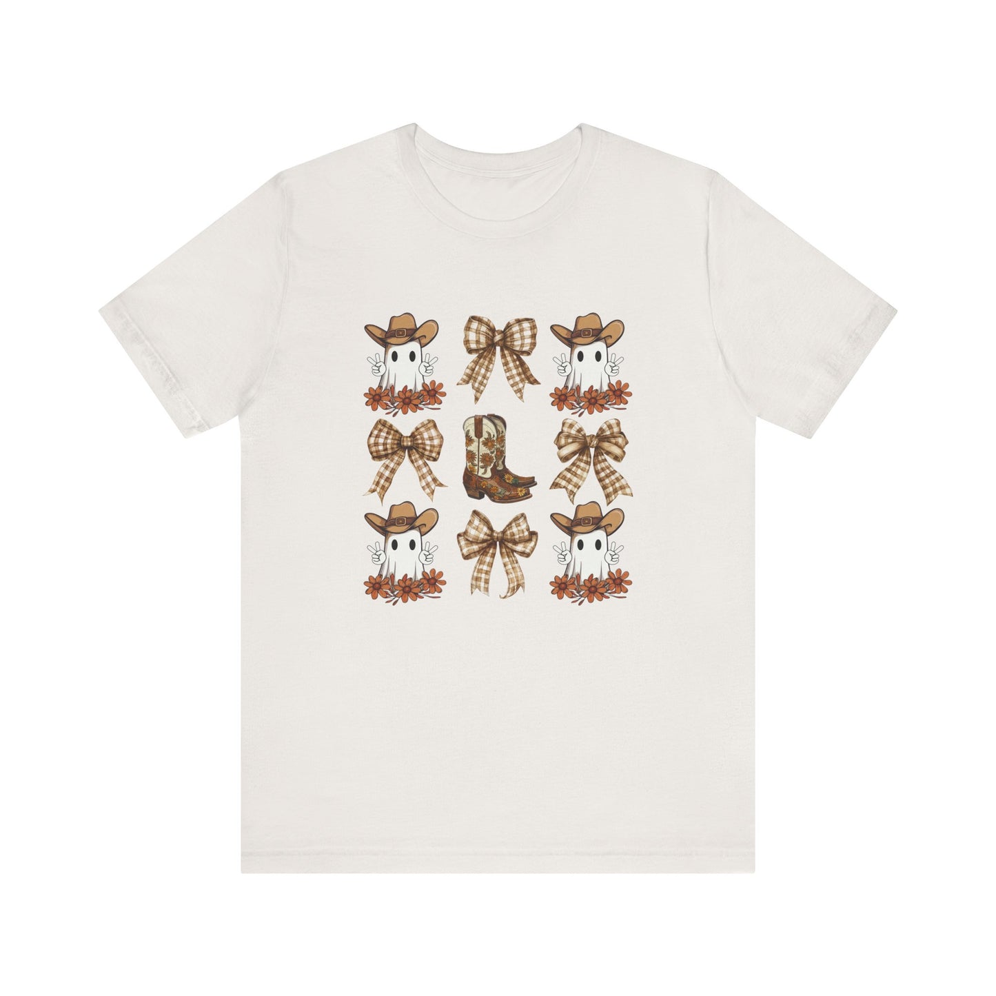 Ghostly Rodeo: Halloween Bella Canvas T-shirt with Western Ghosts