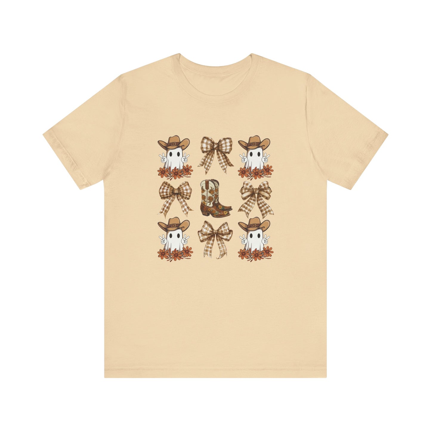 Ghostly Rodeo: Halloween Bella Canvas T-shirt with Western Ghosts