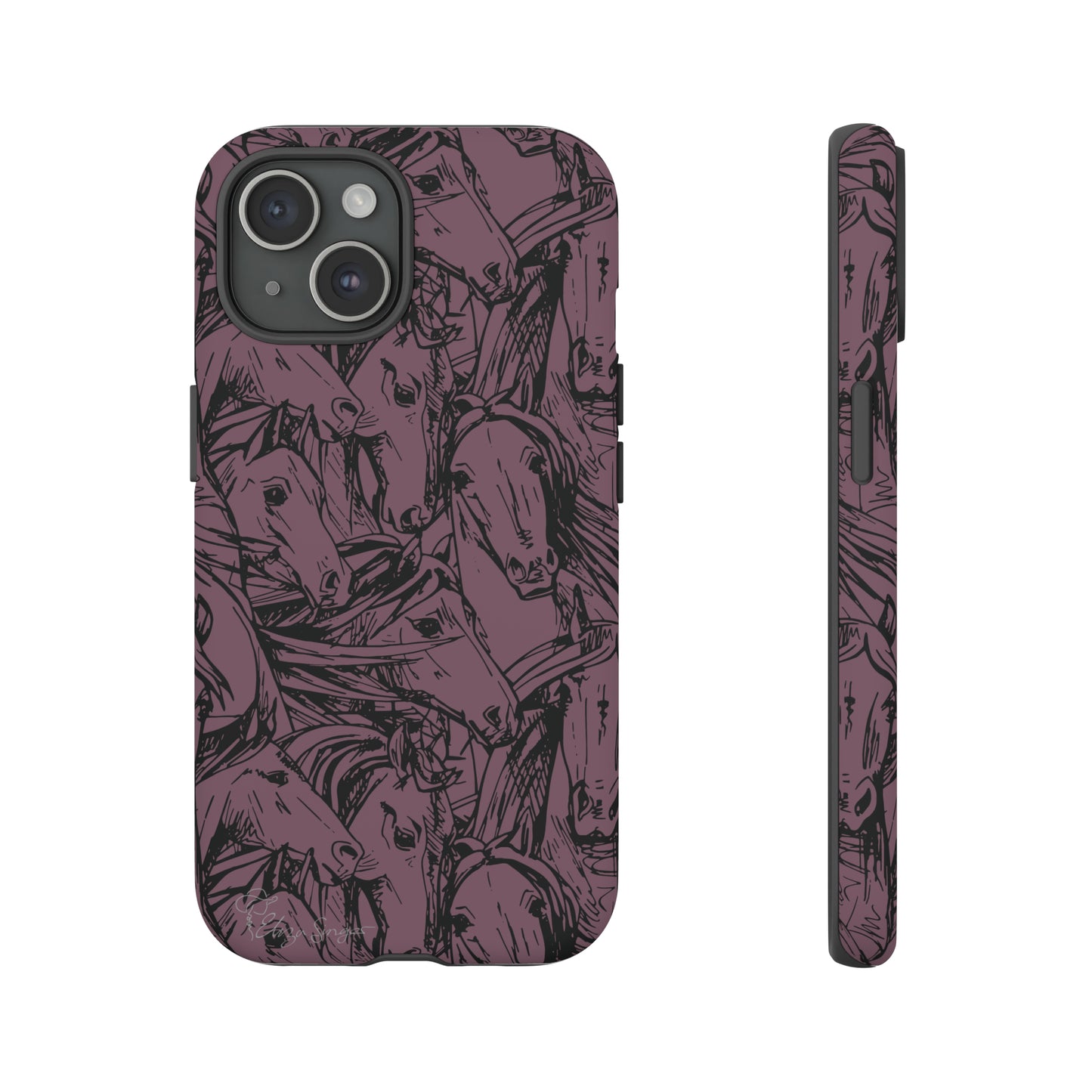 Gallop in Style: Horse Art Western Design iPhone Tough Protective Cover. Featuring a Scribble Horse Drawing, this equestrian-themed case is compatible with iPhone 15, 14, 13, XS, XR Pro/Max/Mini/P/Plus. Unleash the Rider in You with Style and Durability. #ElizaSinger #PhoneCase #EquestrianStyle