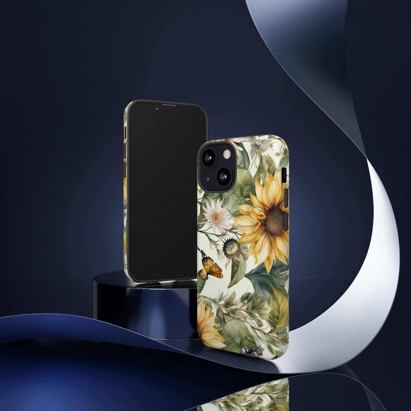 Bask in Sunshine: Beautiful Sunflower Floral iPhone Tough Protective Cover. A charming blend of Flower and Sunflowers in a cottage core style, compatible with iPhone 15, 14, 13, XS, XR Pro/Max/Mini/P/Plus. Elevate Your Device with Nature's Beauty and Durability. #ElizaSinger #PhoneCase #FloralDesign