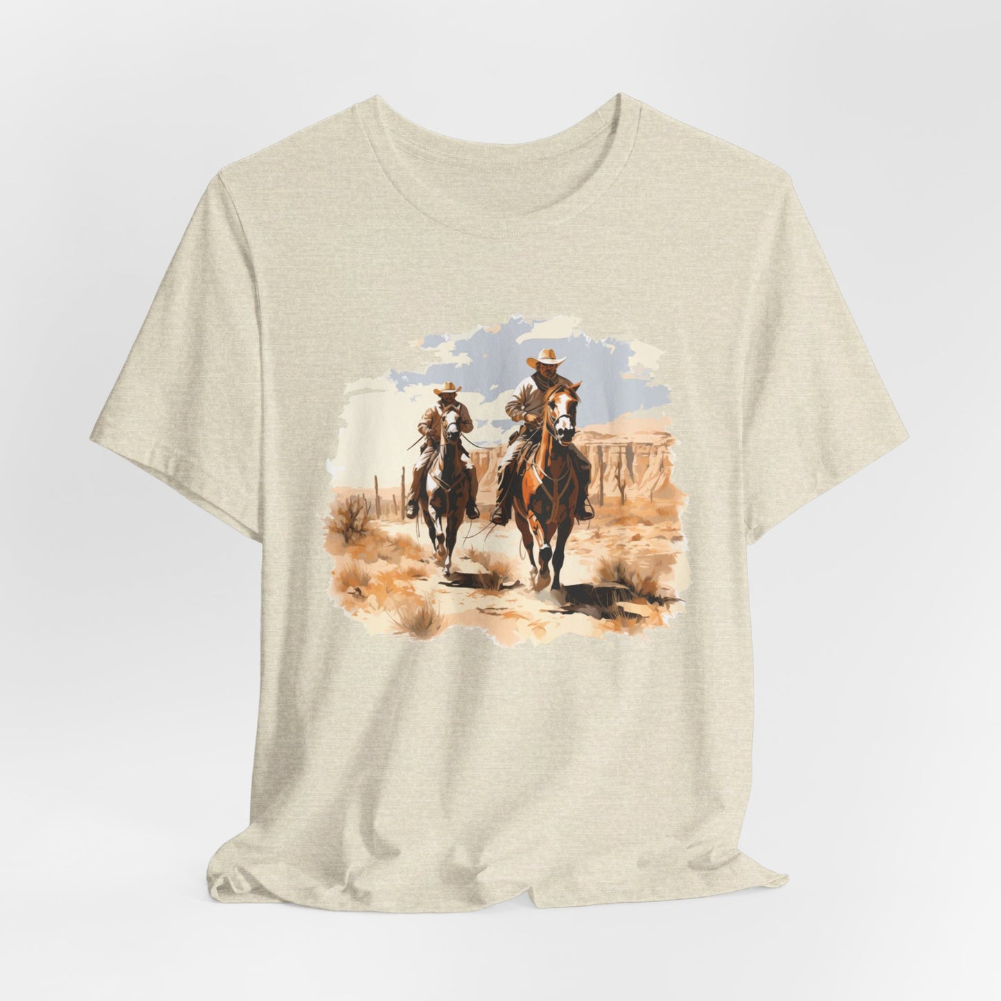 Desert Riders: Bella Canvas T-shirt with Cowboys in Soft Colors
