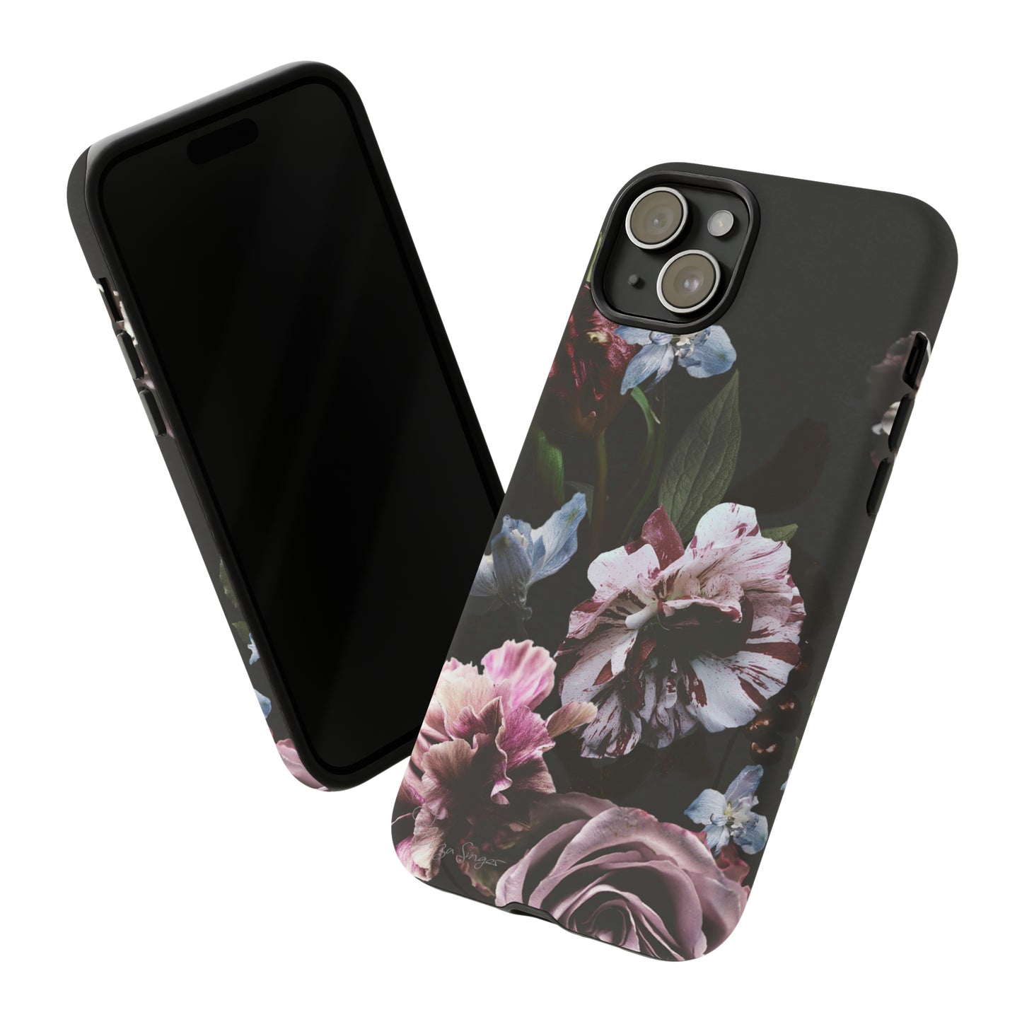 Dutch Floral Elegance: Botany Dutch Flowers Black iPhone Tough Protective Case. A stylish blend of Flowers in muted colors, compatible with iPhone 15, 14, 13, XS, XR Pro/Max/Mini/P/Plus. Unleash the beauty of muted tones with durability and style. #ElizaSinger #PhoneCase #FloralDesign