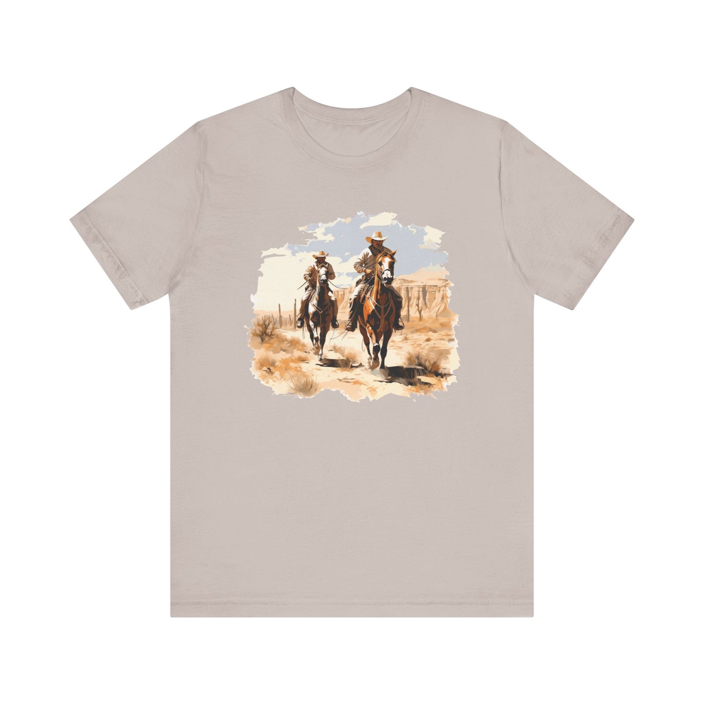 Desert Riders: Bella Canvas T-shirt with Cowboys in Soft Colors