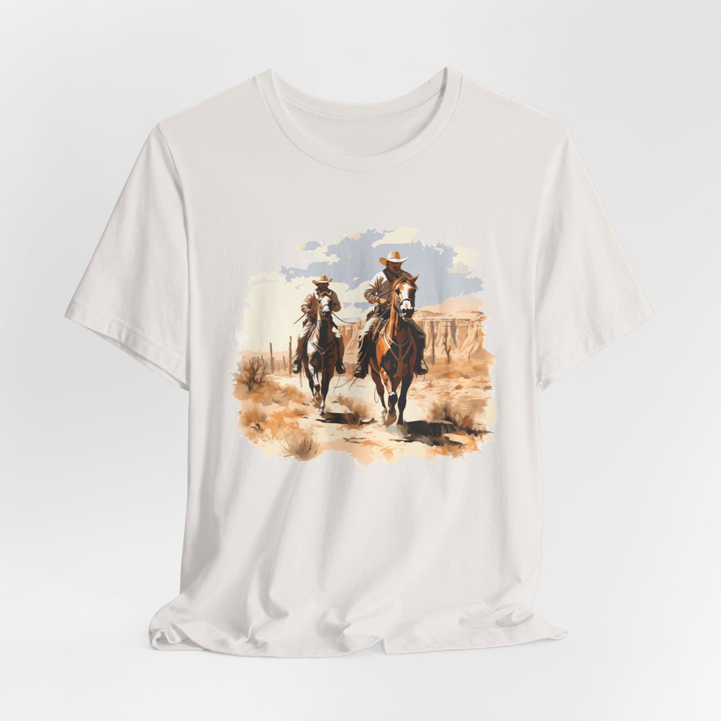 Desert Riders: Bella Canvas T-shirt with Cowboys in Soft Colors