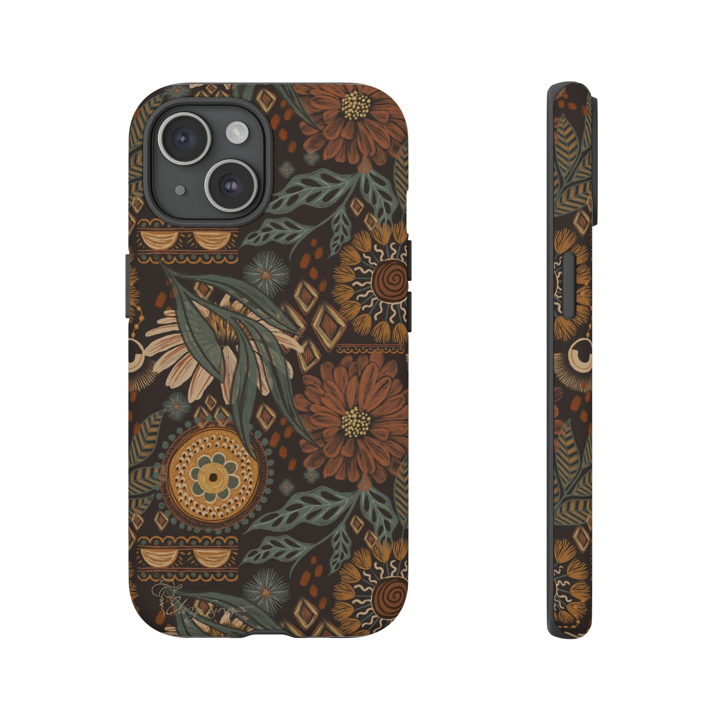 Rustic Boho Bloom: Blissfully Boho Rustic Daisy iPhone Tough Protective Cover. An artful fusion of Flowers, Boho, and floral daisies in a Western design. Compatible with iPhone 15, 14, 13, XS, XR Pro/Max/Mini/P/Plus. Embrace Bohemian Elegance with Durability and Style. #ElizaSinger #PhoneCase #BohoFloral