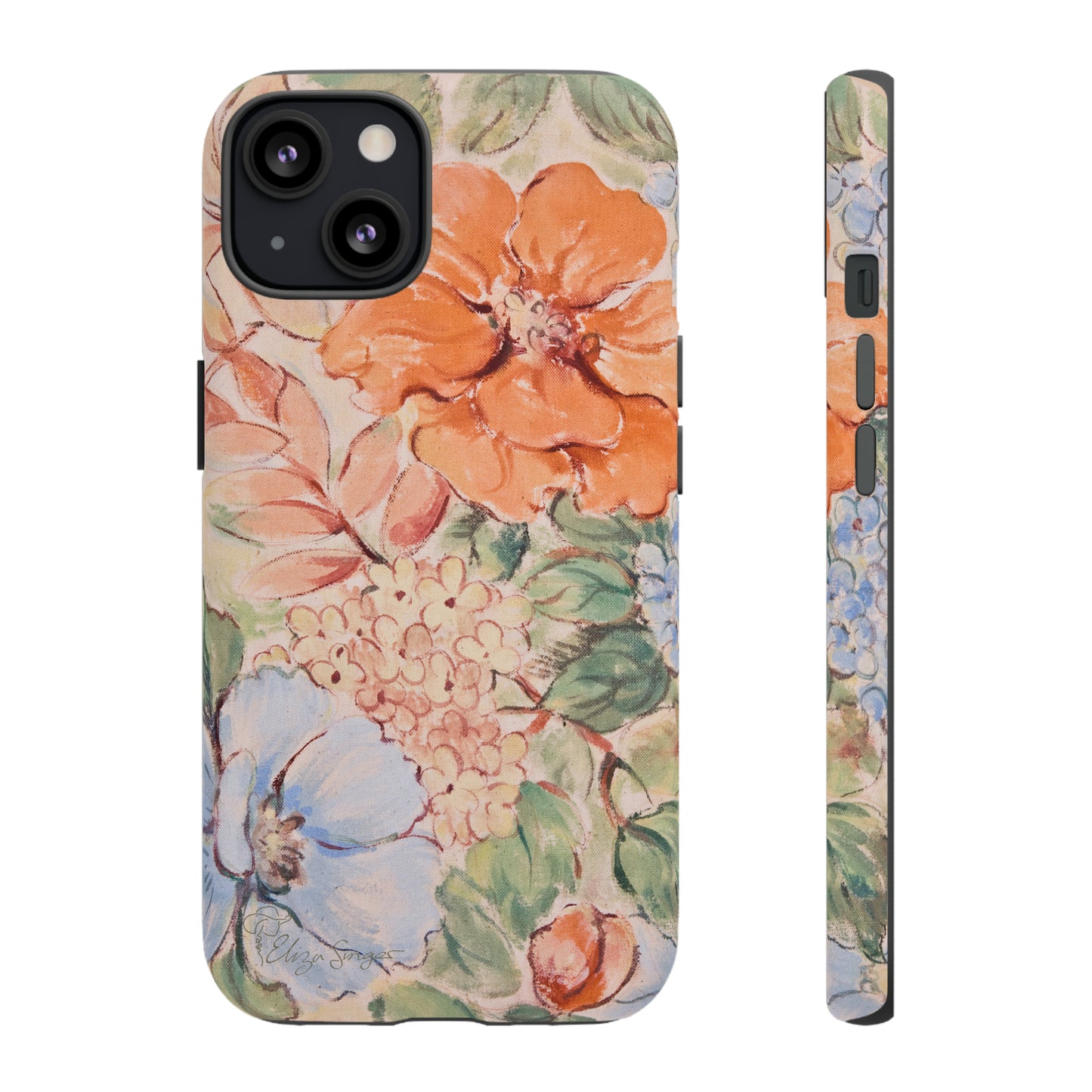 Pastel Petals: Botany Pastel Flowers iPhone Tough Protective Cover. A gentle blend of Flowers in muted pastel colors, compatible with iPhone 15, 14, 13, XS, XR Pro/Max/Mini/P/Plus. Unleash Nature's Tranquility with Durability and Style. #ElizaSinger #PhoneCase #FloralDesign