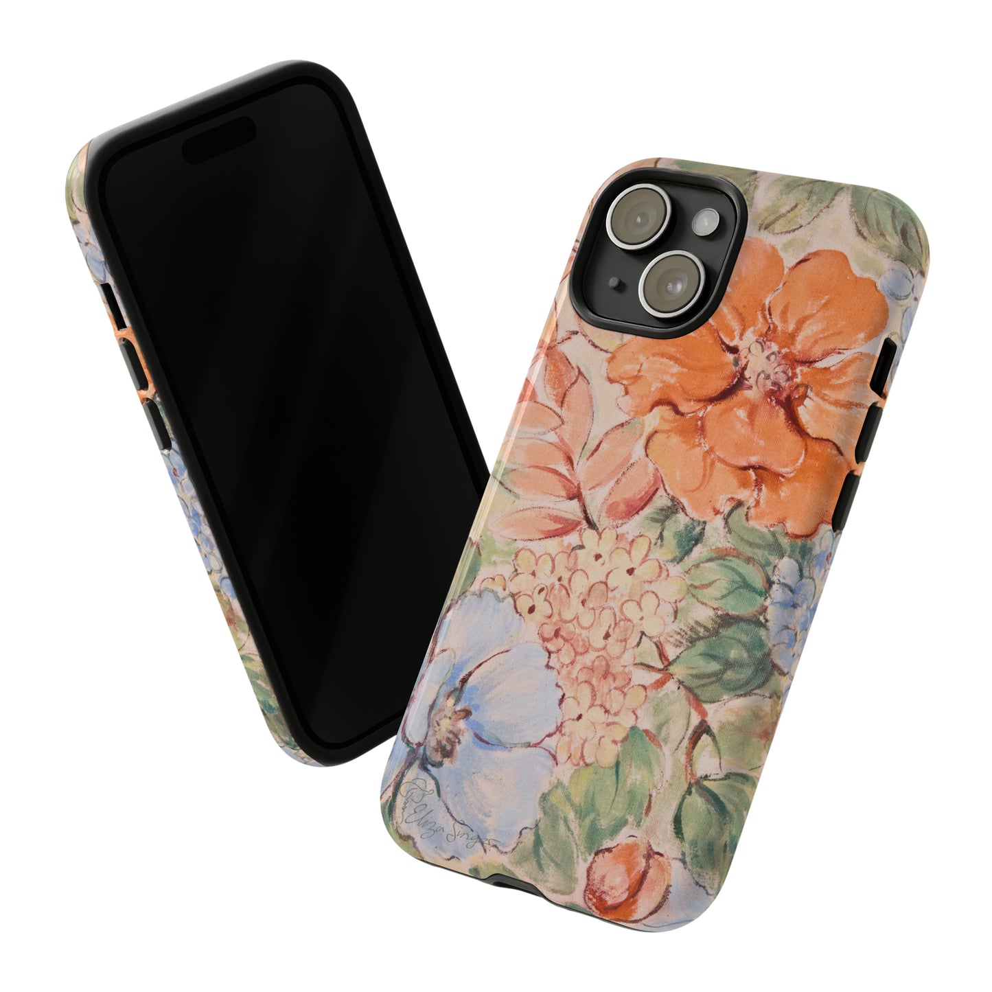 Pastel Petals: Botany Pastel Flowers iPhone Tough Protective Cover. A gentle blend of Flowers in muted pastel colors, compatible with iPhone 15, 14, 13, XS, XR Pro/Max/Mini/P/Plus. Unleash Nature's Tranquility with Durability and Style. #ElizaSinger #PhoneCase #FloralDesign