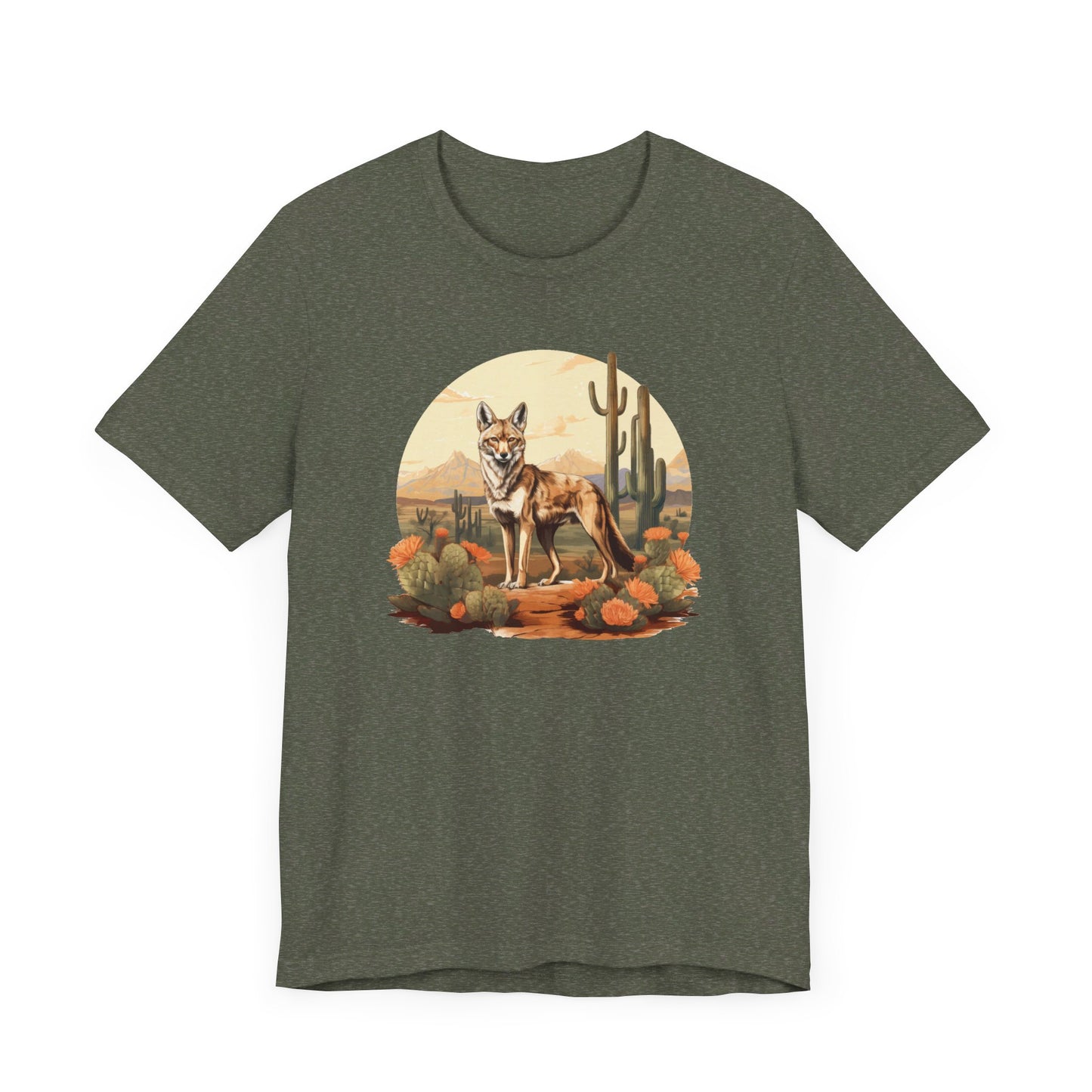 Desert Nomad: Bella Canvas T-shirt with Jackal and Cactus