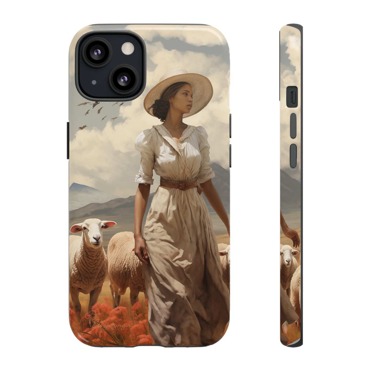 Misty Prairie Wanderer: Elevate your Tough Western Cell Phone Case with a captivating twist. This edition offers a misty take on the vintage painted design, providing a unique and enchanting touch. Experience the allure of the unknown. #ElizaSinger #PhoneCase #VintageDesign
