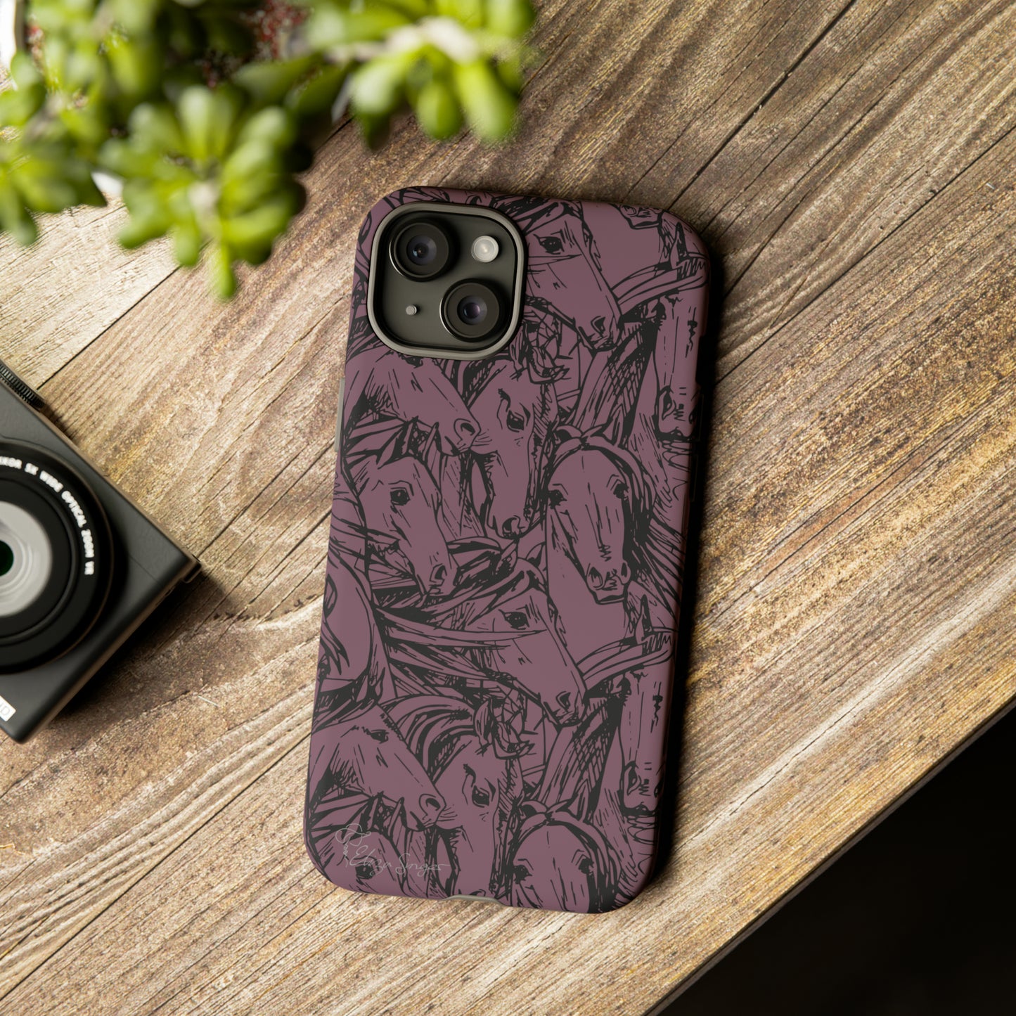 Gallop in Style: Horse Art Western Design iPhone Tough Protective Cover. Featuring a Scribble Horse Drawing, this equestrian-themed case is compatible with iPhone 15, 14, 13, XS, XR Pro/Max/Mini/P/Plus. Unleash the Rider in You with Style and Durability. #ElizaSinger #PhoneCase #EquestrianStyle